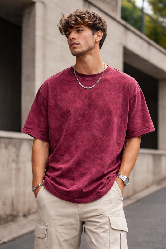 Testros Drop Shoulder Oversized T-Shirt – Acid Wash – 240 GSM –Maroon-https://i-media.vyaparify.com/vcards/products/311631/product_1774015810_69bd55422f09c.jpeg Image