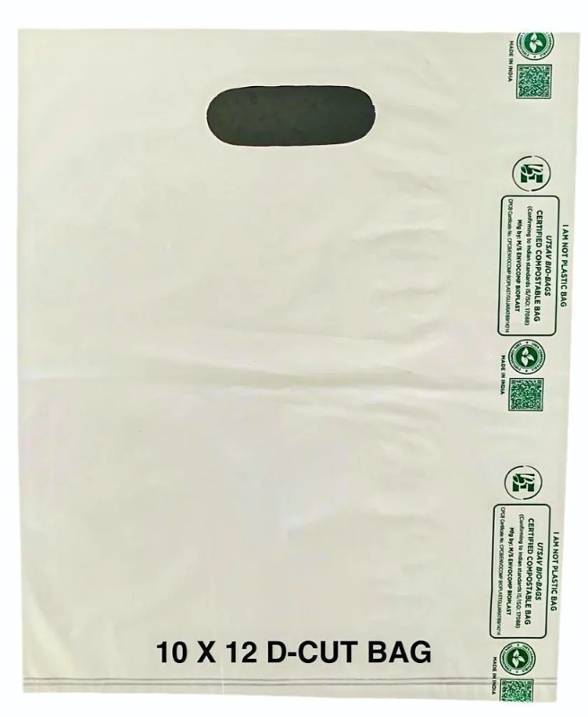 D Cut 10x12 Corn Starch Compostable Shopping bags RAGHAV TRADING COMPANY Ward No. 3 Lohiyanagar, Railway Station Road