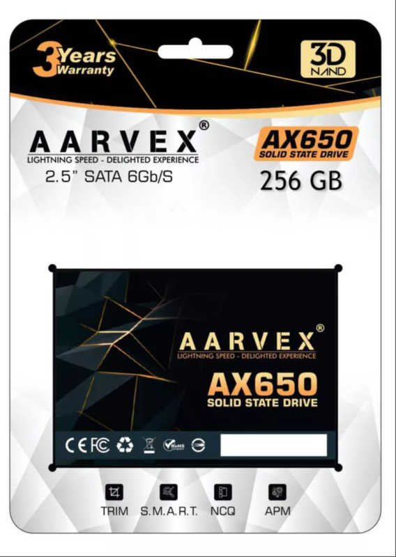 Aarvex Solid State Drive in Sainikpuri: AX650 256GB SATA 6Gb/s SSD-https://i-media.vyaparify.com/vcards/products/311708/product_1774265077_69c122f593b17.jpeg Image