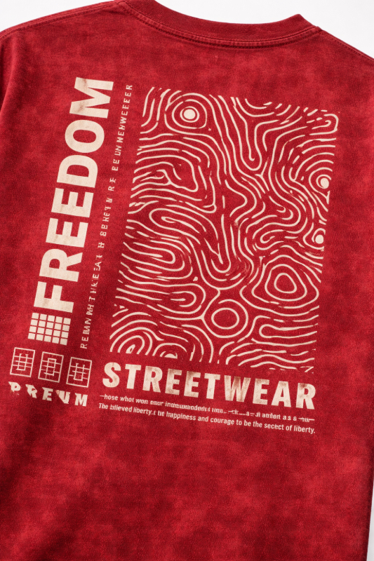 Testros Oversized Maroon Acid Wash Freedom Print T-Shirt 240 GSM-https://i-media.vyaparify.com/vcards/products/311903/product_1774529572_69c52c24d5d6e.jpeg Image