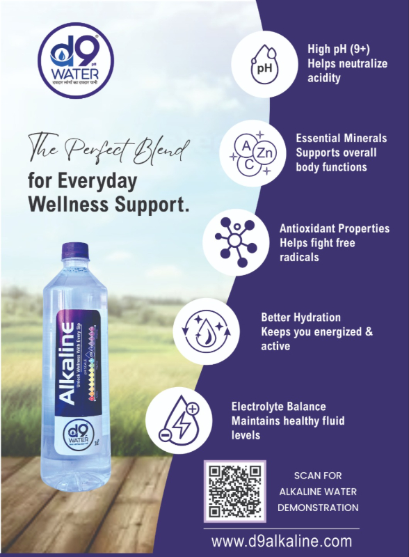 D9 Alkaline Water 1 Litre Pack (12 Bottles) RAVINDRA ENTERPRISES 63, Haripur, Sector4