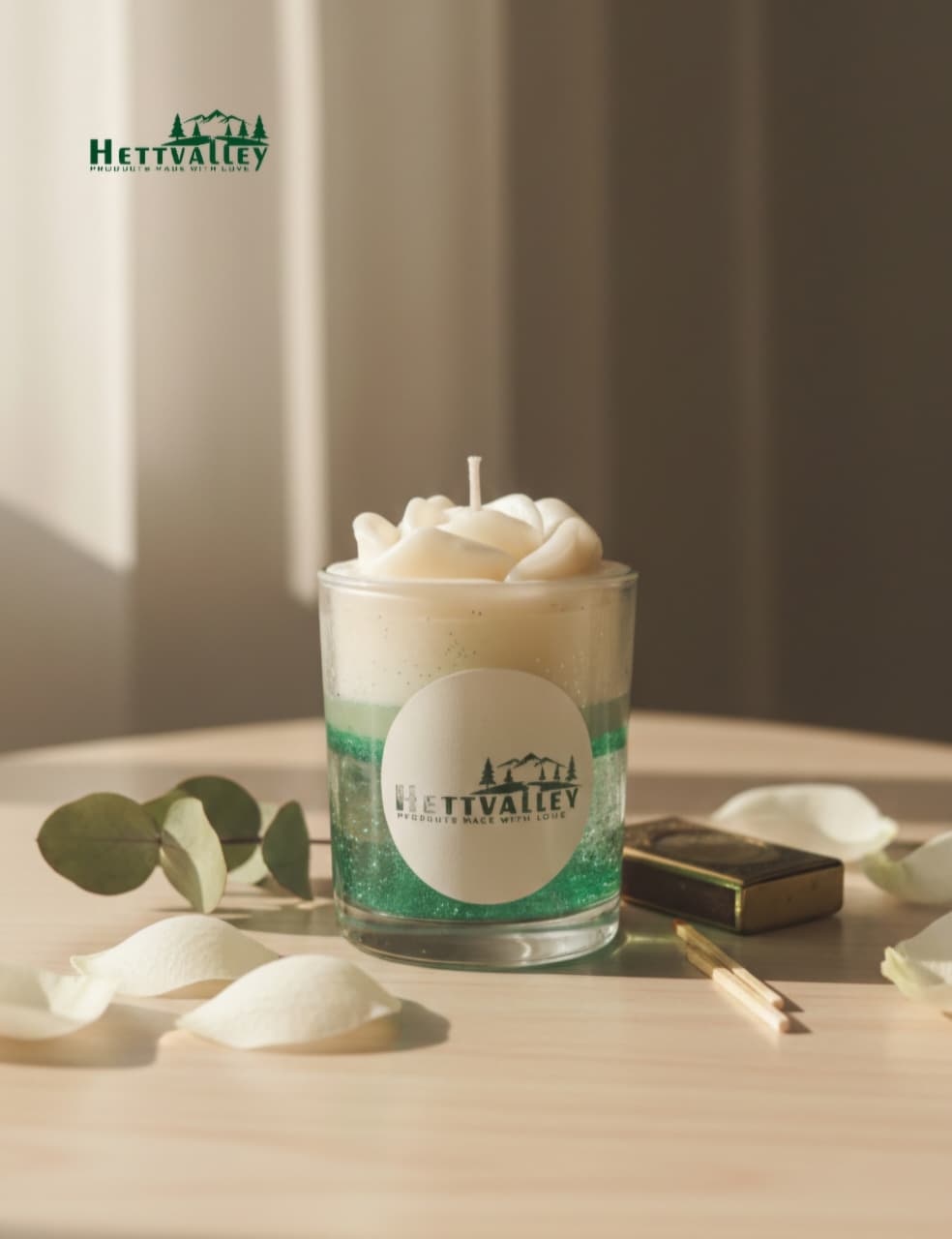  Glitter candle green with Rose Rs.349 Hettvalley 