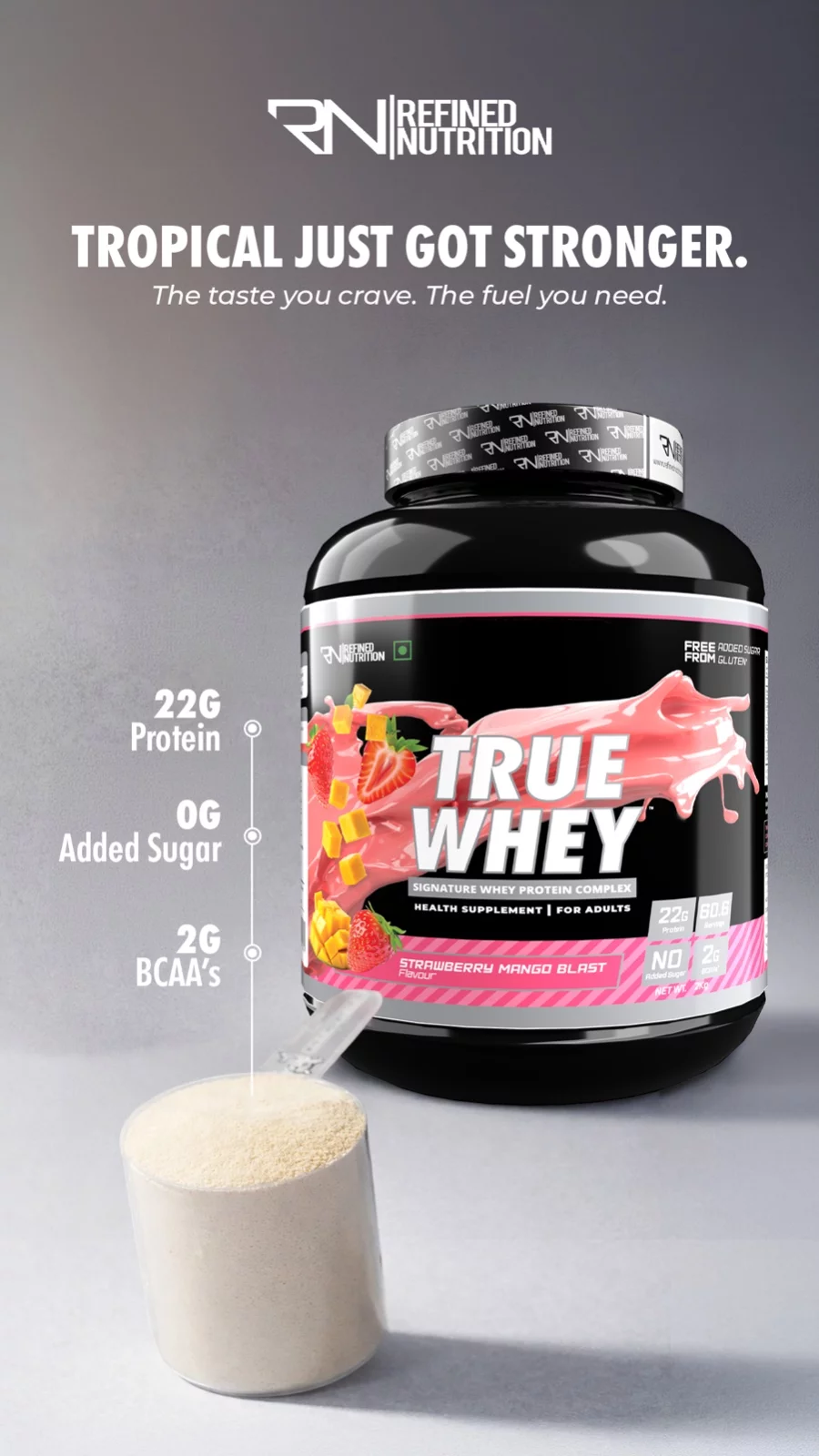 refined true whey protein powder strawberry mango blast(refined nutrition)-https://i-media.vyaparify.com/vcards/products/313059/product_1776253403_69df79db90825.webp Image