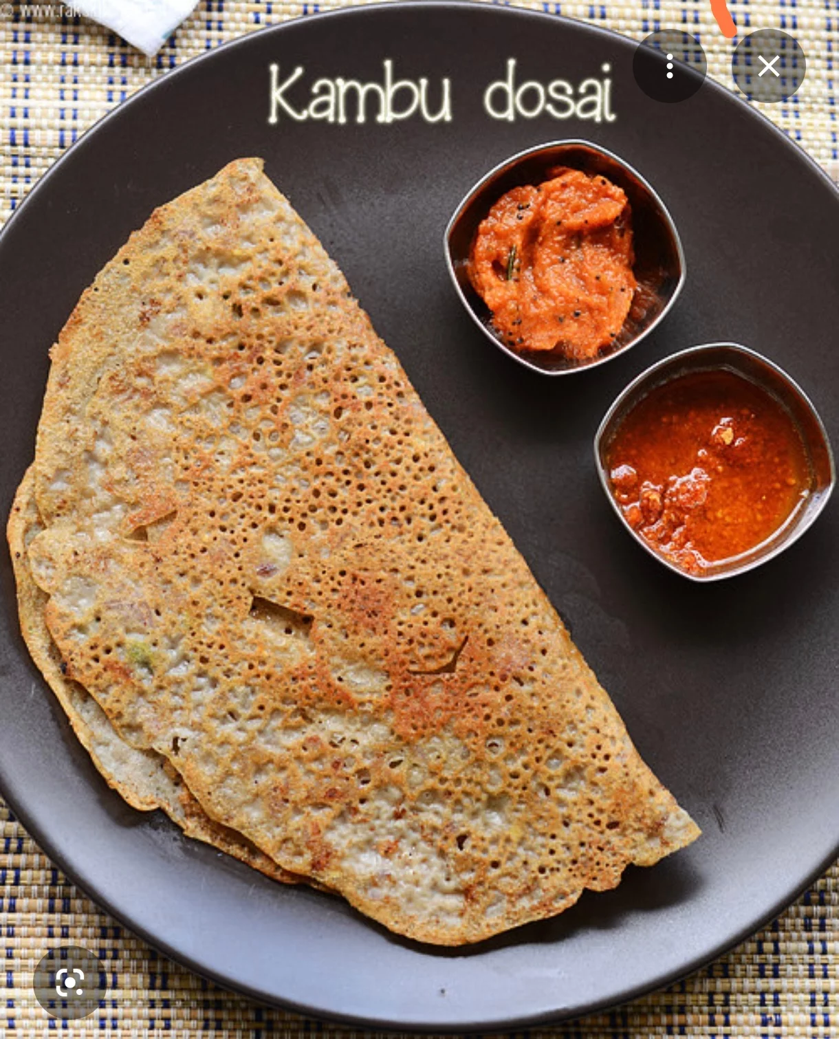 Millet dosa (Kambu dosa) Mannmanam South Indian Restaurant Near Thirunallar Bus Stand, Mannmanam Restaurant,hotel Pandian, Thirunallar, Thirunallar Main Road