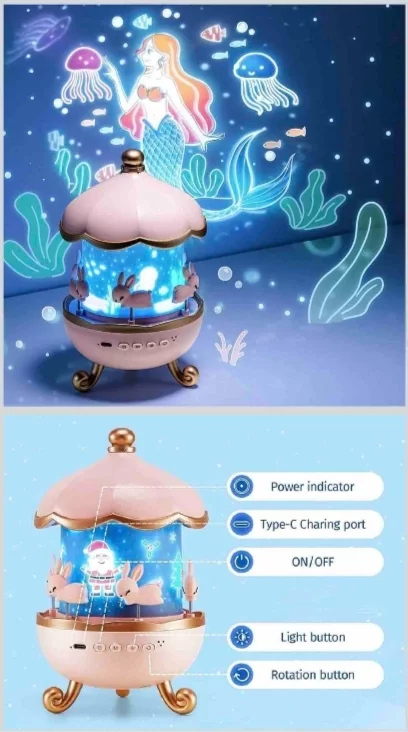 LED Star Projector Rabbits Nursery Night Light,360°Rotation,6 Film,USB Cable,Toddler Sleep Trainer,Rechargeable Mood Lamp, BUNNY LAMP-https://i-media.vyaparify.com/vcards/products/313287/product_1776752304_69e716b00d8e8.webp Image