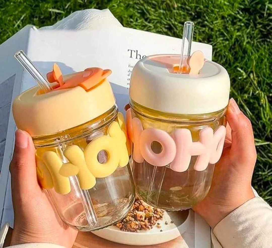 HoHo Glass Mug Shaker with Silicone Holster, Lid & Straw, Juice, and Smoothies, BPA Free & Leak-Proof  (350 ml)-https://i-media.vyaparify.com/vcards/products/313474/product_1777456098_69f1d3e21cdef.webp Image