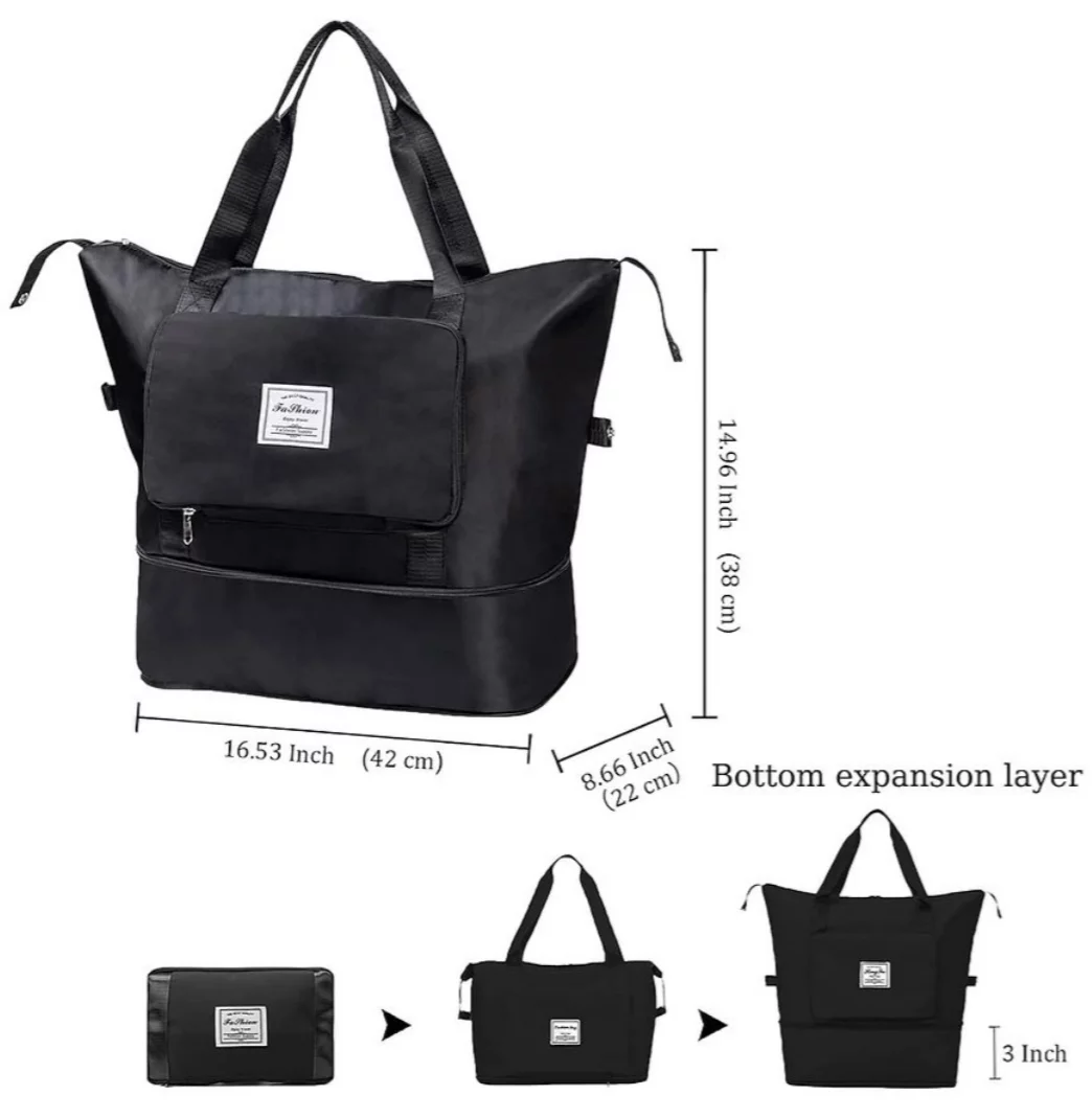 Large Capacity Folding Travel  Tote Bag, Oxford Fabric Waterproof Lightweight Foldable Travel Duffel Bag Portable Expandable Travel Bag, Dry and Wet Carry On Bag 🛍️🛍️-https://i-media.vyaparify.com/vcards/products/313479/product_1777456720_69f1d6503385c.webp Image