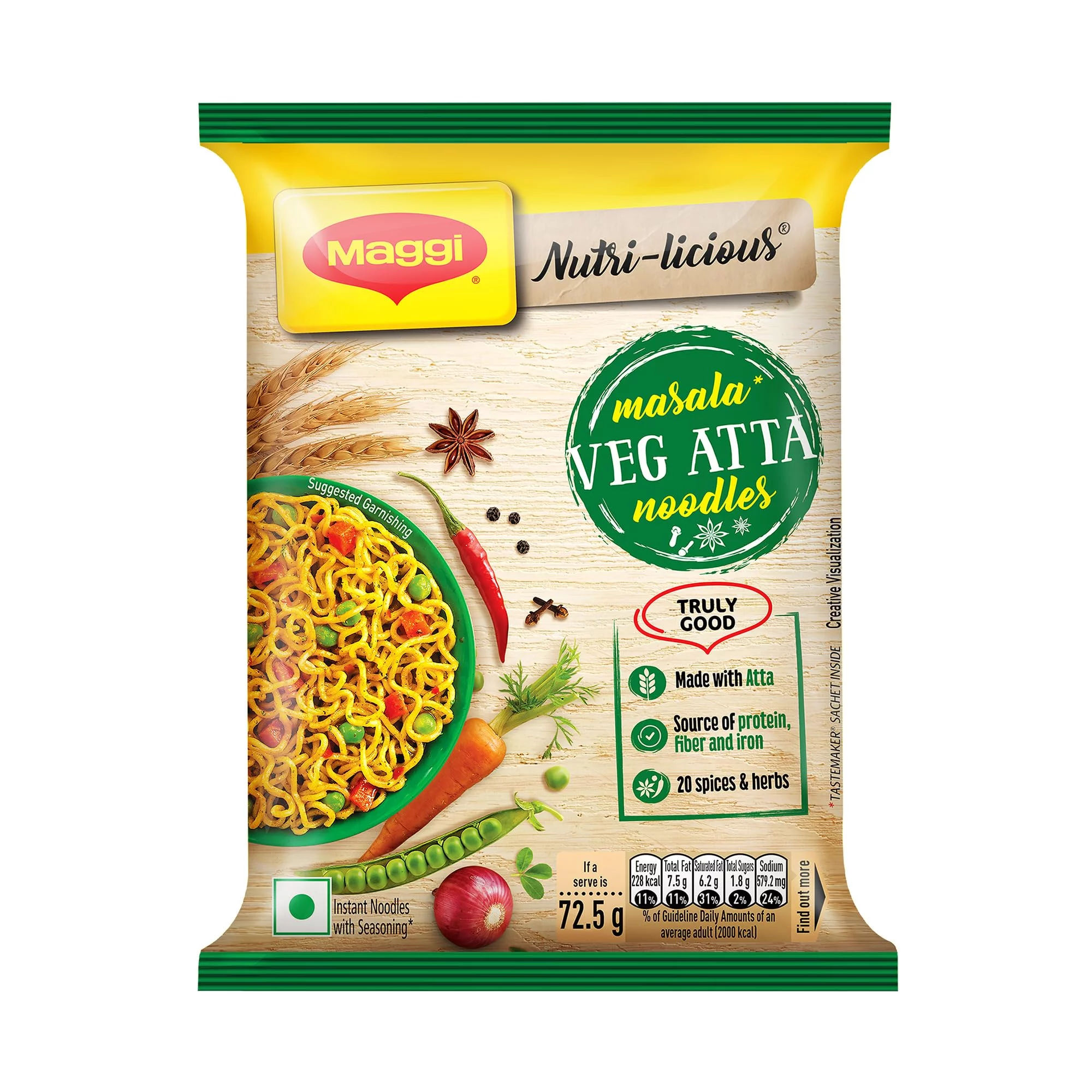  Maggi 2minute Masala Veg Atta Noodles 72.5g NXTGEN SUPERMARKET SHOP NO 5A ZEONBUILDING BHAKTI PARKWADALA EAST MUMBAI