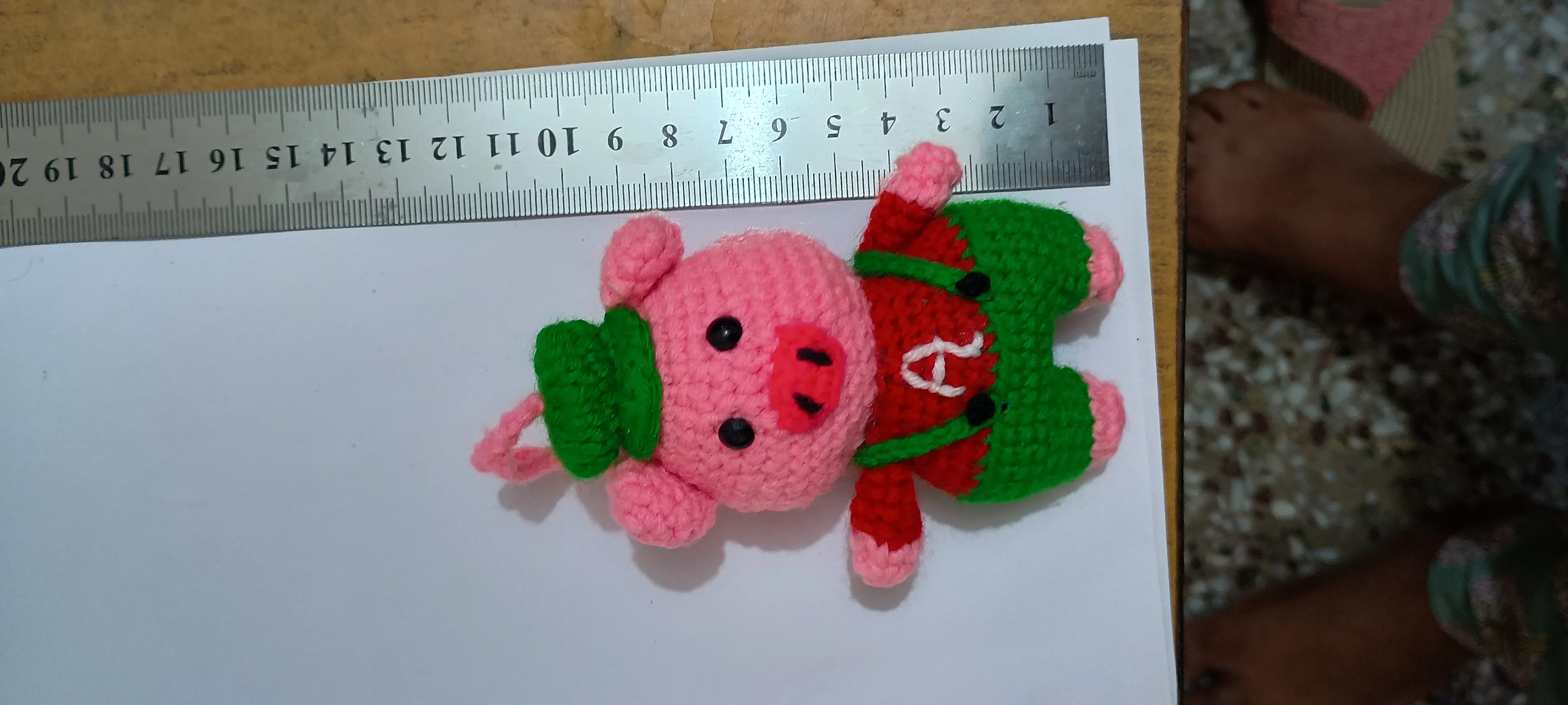 Pig in red green dress keychain car danglers bag charm Araya Handmade - Handmade Crochet Items Bareilly 1/54,Suresh Sharma Nagar Near SSv Inter College, Bareilly, Uttar Pradesh
