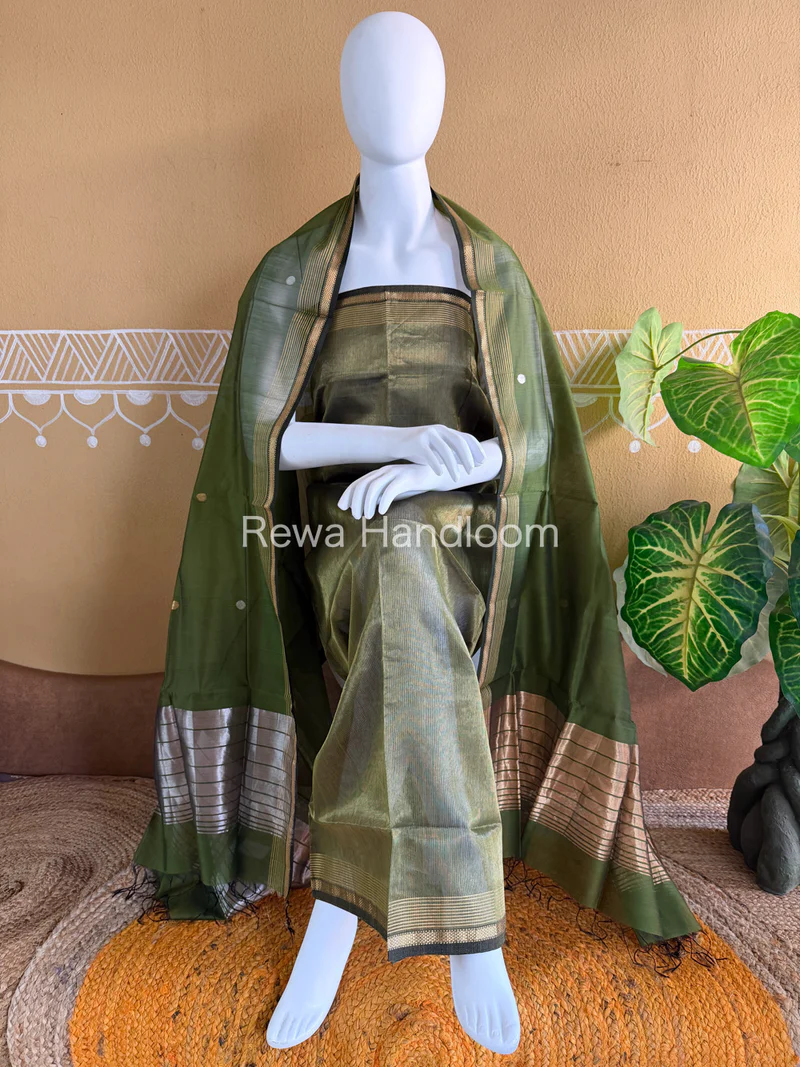 Maheshwari Green Tissue Dress Material TTD010 Rewa Handloom - Maheshwari  Sarees In Maheshwar, MP Opp.MPGB Bank, Bazar Chowk, Maheshwar, Madhya Pradesh 451224, India