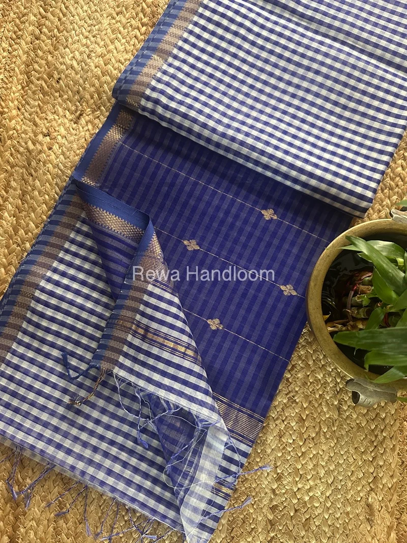 Exclusive Maheshwari Blue Checks Saree CLBS02 Rewa Handloom - Maheshwari  Sarees In Maheshwar, MP Opp.MPGB Bank, Bazar Chowk, Maheshwar, Madhya Pradesh 451224, India