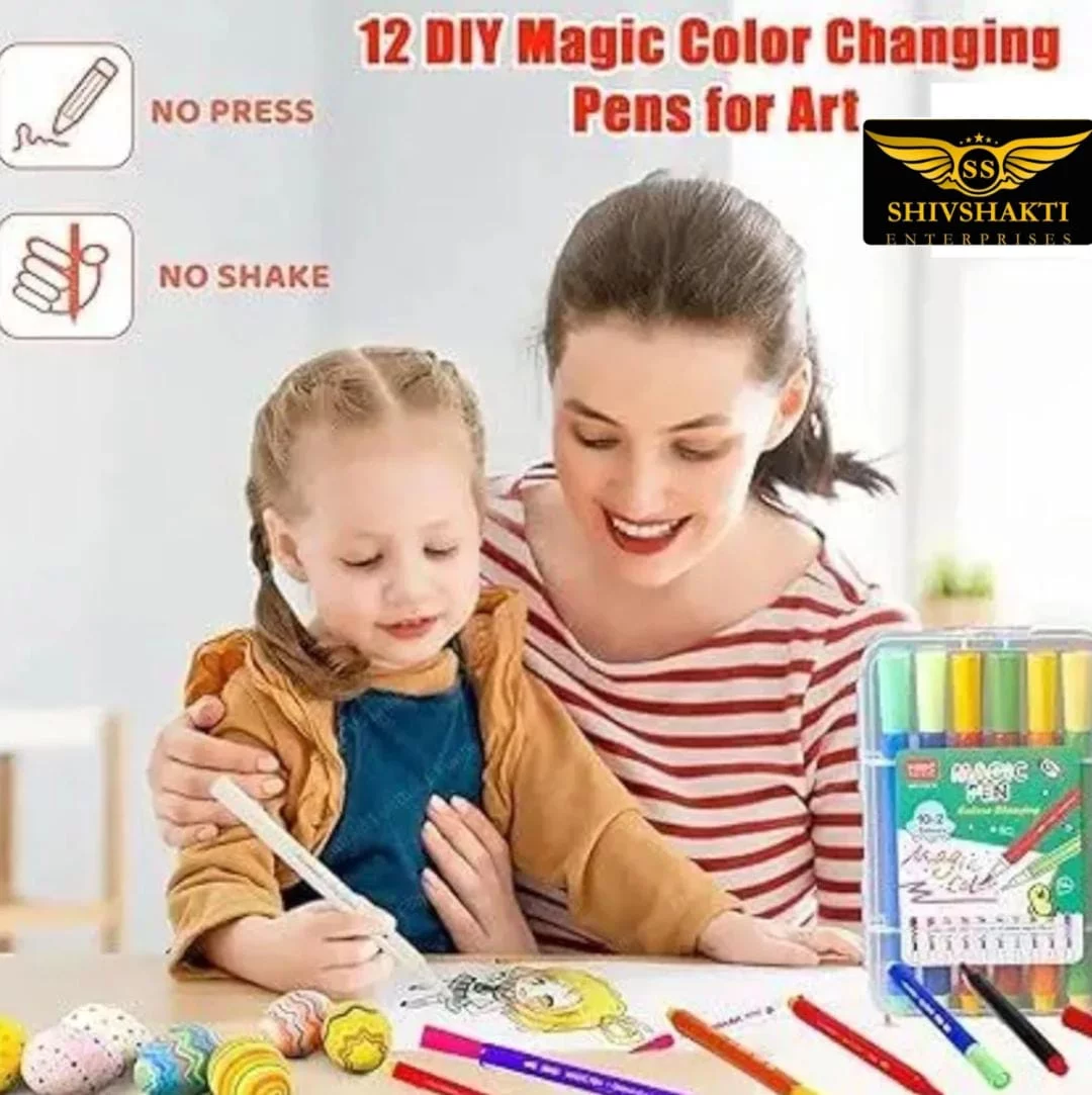 Magic Color Changing Sketch Pens for Kids – 12 (10+2) Pcs Dual-Tip Marker Pens with White Magic Pen, Washable Ink, Fun Art Set for Drawing, Multicolor with Carry Case Shiv Shakti Enterprises - Women Clothing Store Faridabad 