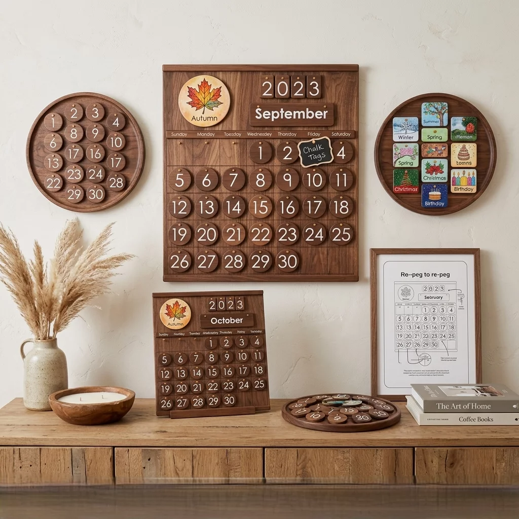  Rustic Wooden Perpetual Calendar Badlapur COLORS OF SUCCESS - Handicraft Store 