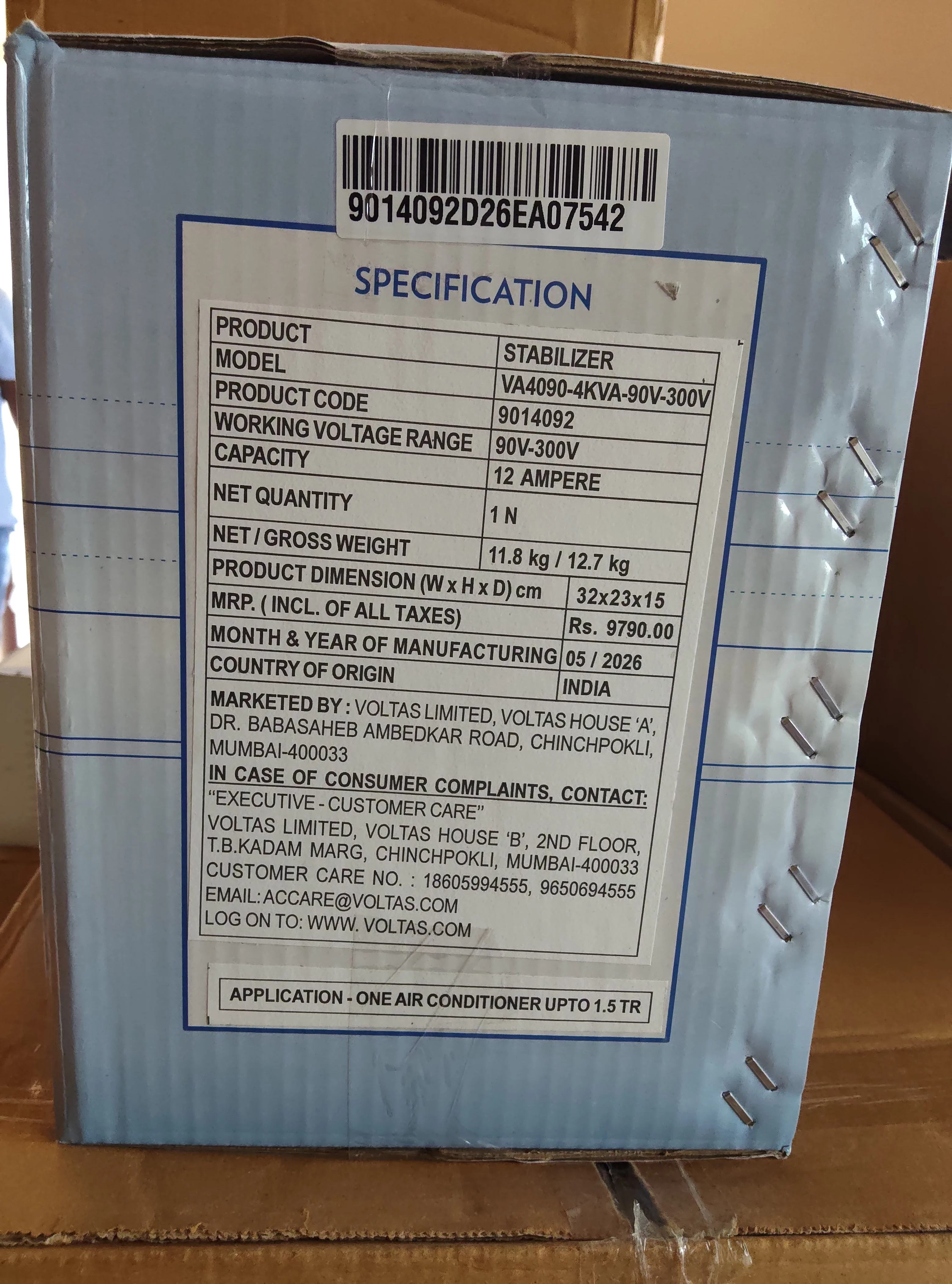 Voltas Stabilizer for Air Conditioner 1.5 TR product image