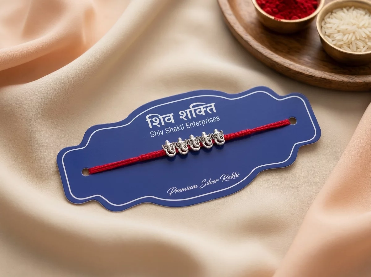 Premium Silver Ganesha Rakhi for Brother product image