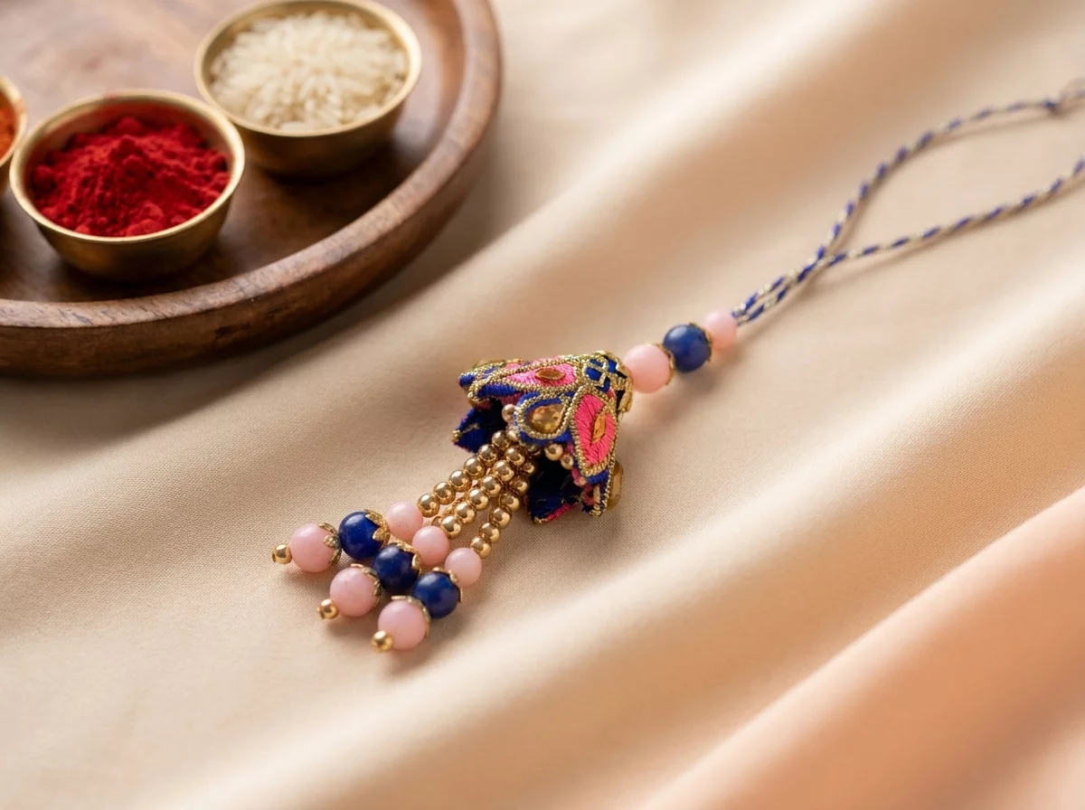 Handcrafted Lumba Rakhi for Bhabhi - Jhumka Style product image