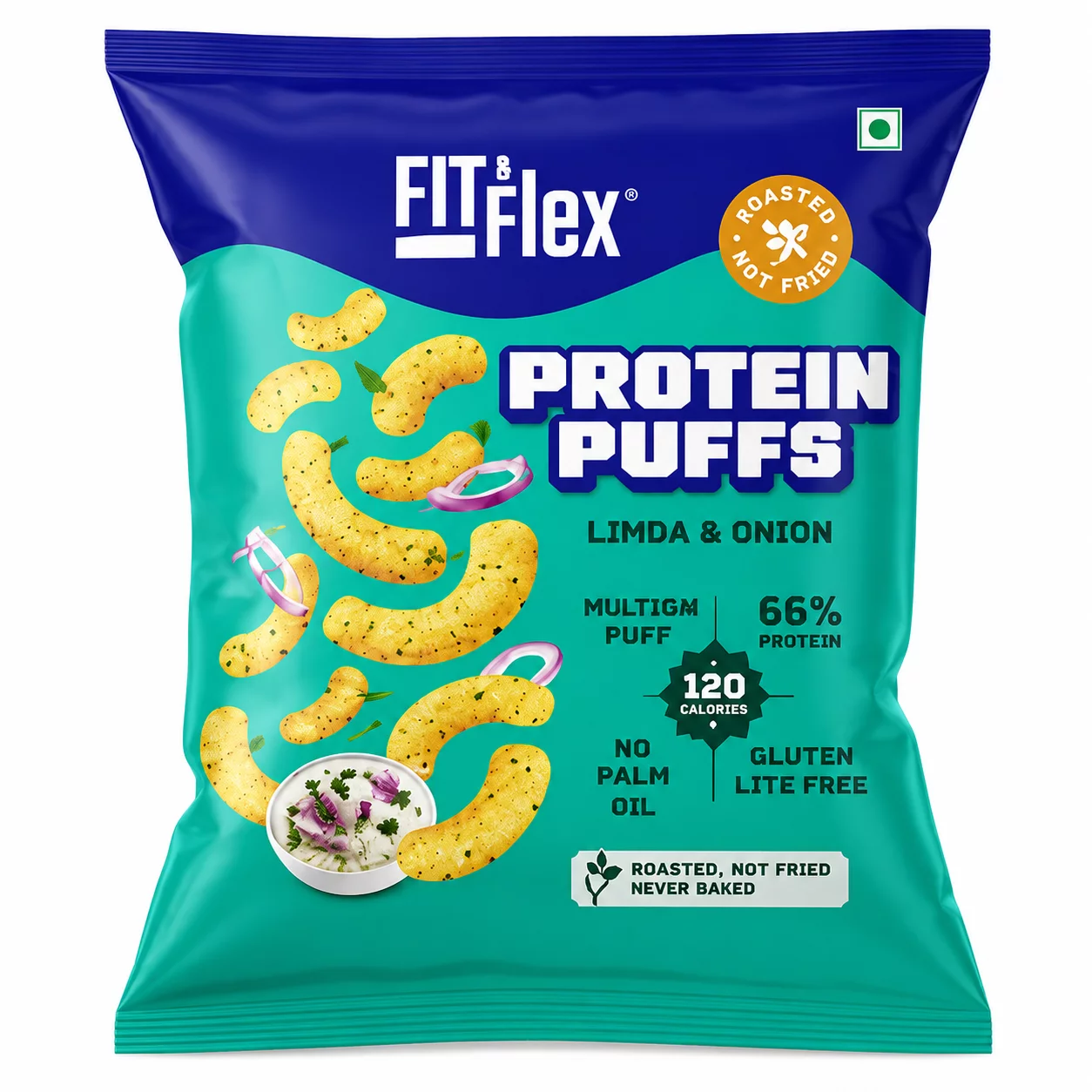 Fit & Flex- Protein Puffs Cream & Onion 55gm product image