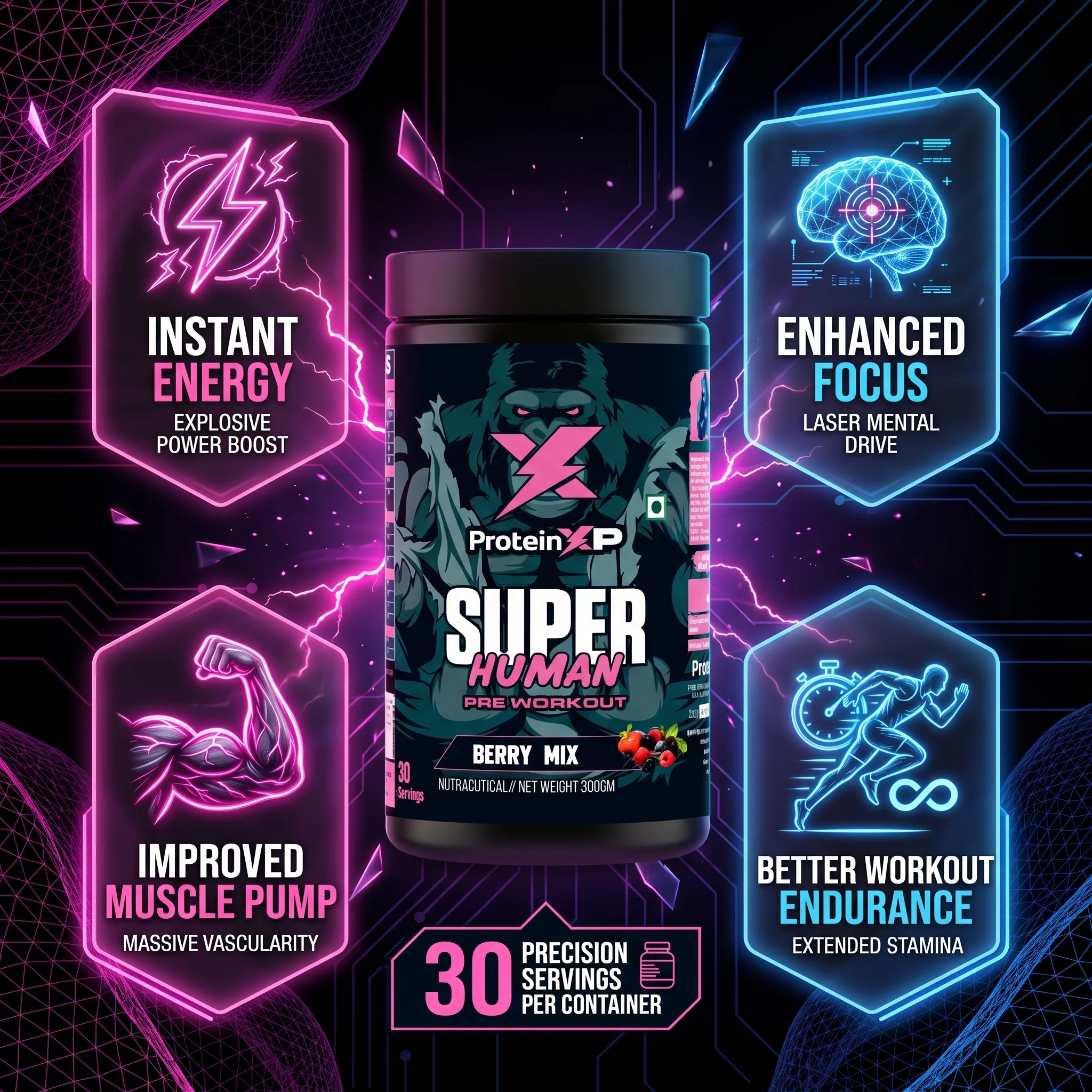 SUPER HUMAN PRE-WORKOUT- Berry mix in Bengaluru product image