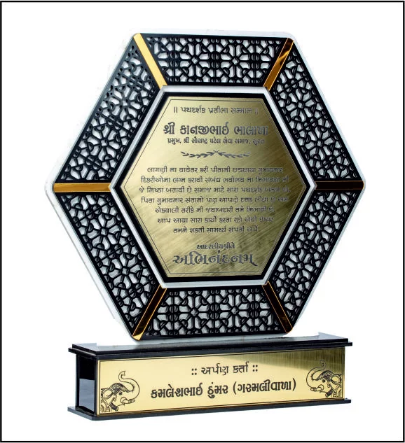 ACRELICY PREMIUM TROPHY WITH GOLDEN PLATE IN LASERART in product image
