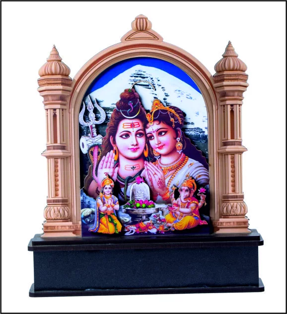 Wooden Mahadev Family Photo Stand in Abrama | Laser Art product image