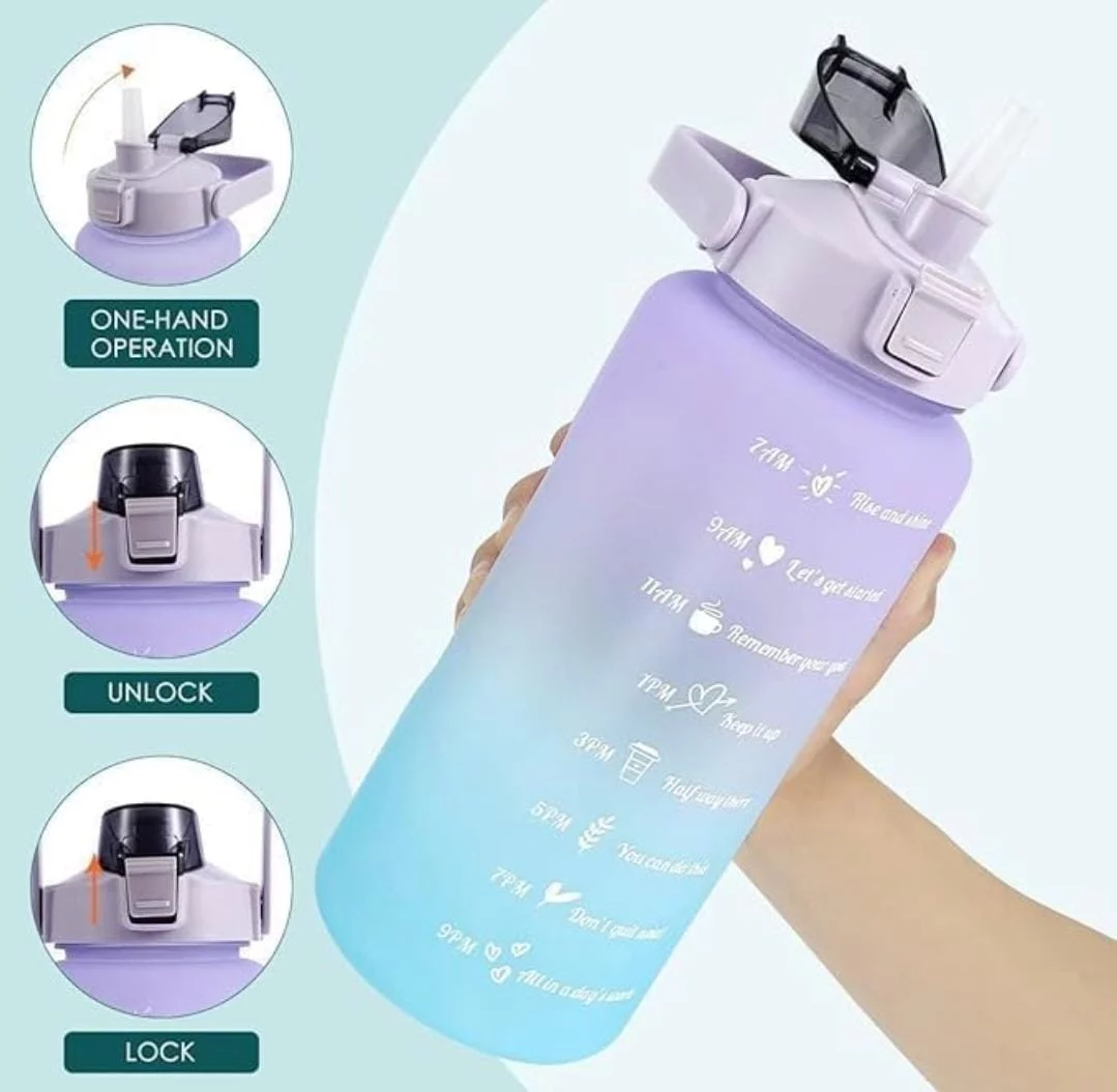 3 in 1 Motivational Water Bottle Set with Time Marker