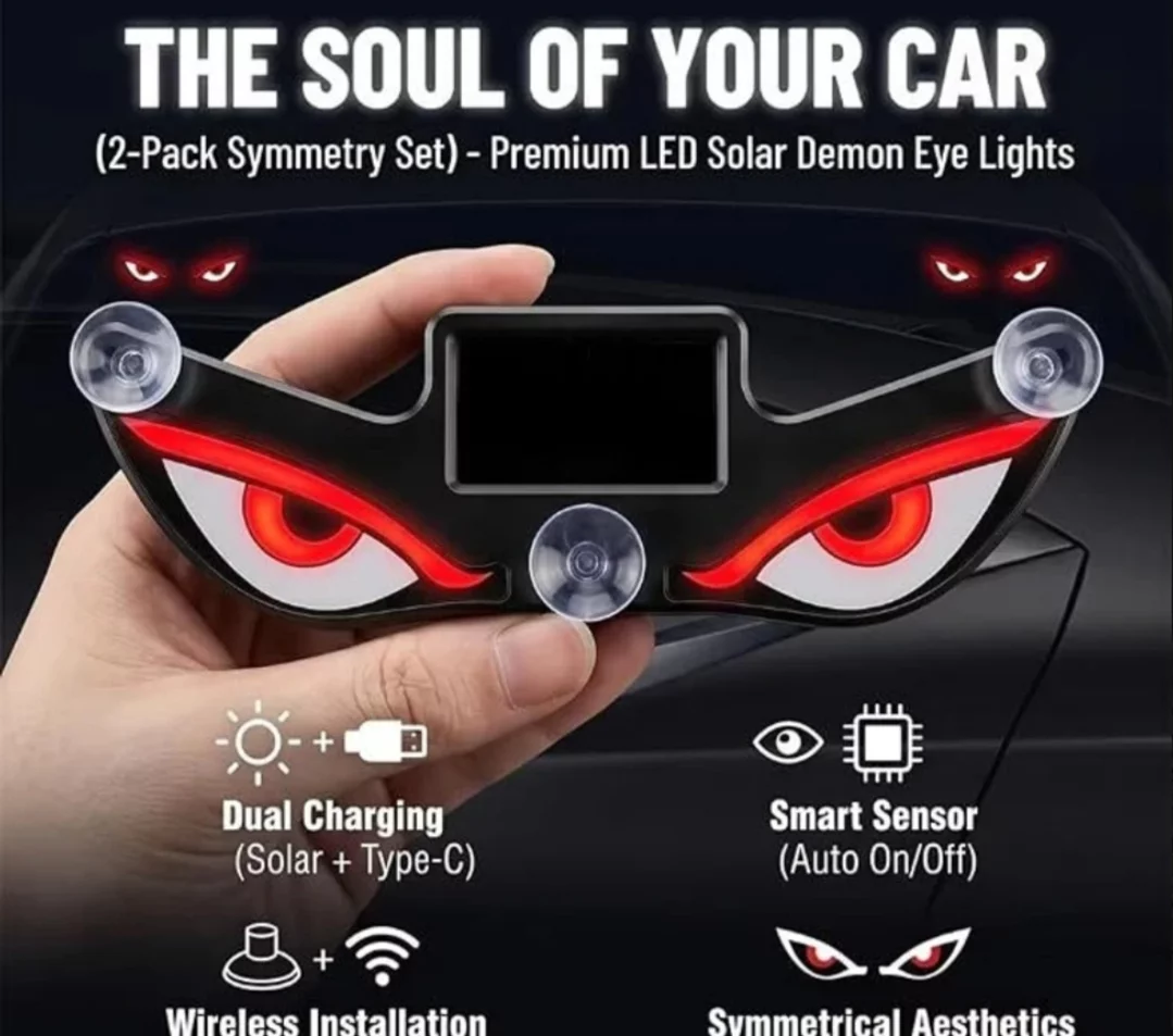 Wireless Triangle Window Solar Light, Devil Eye LED, Red