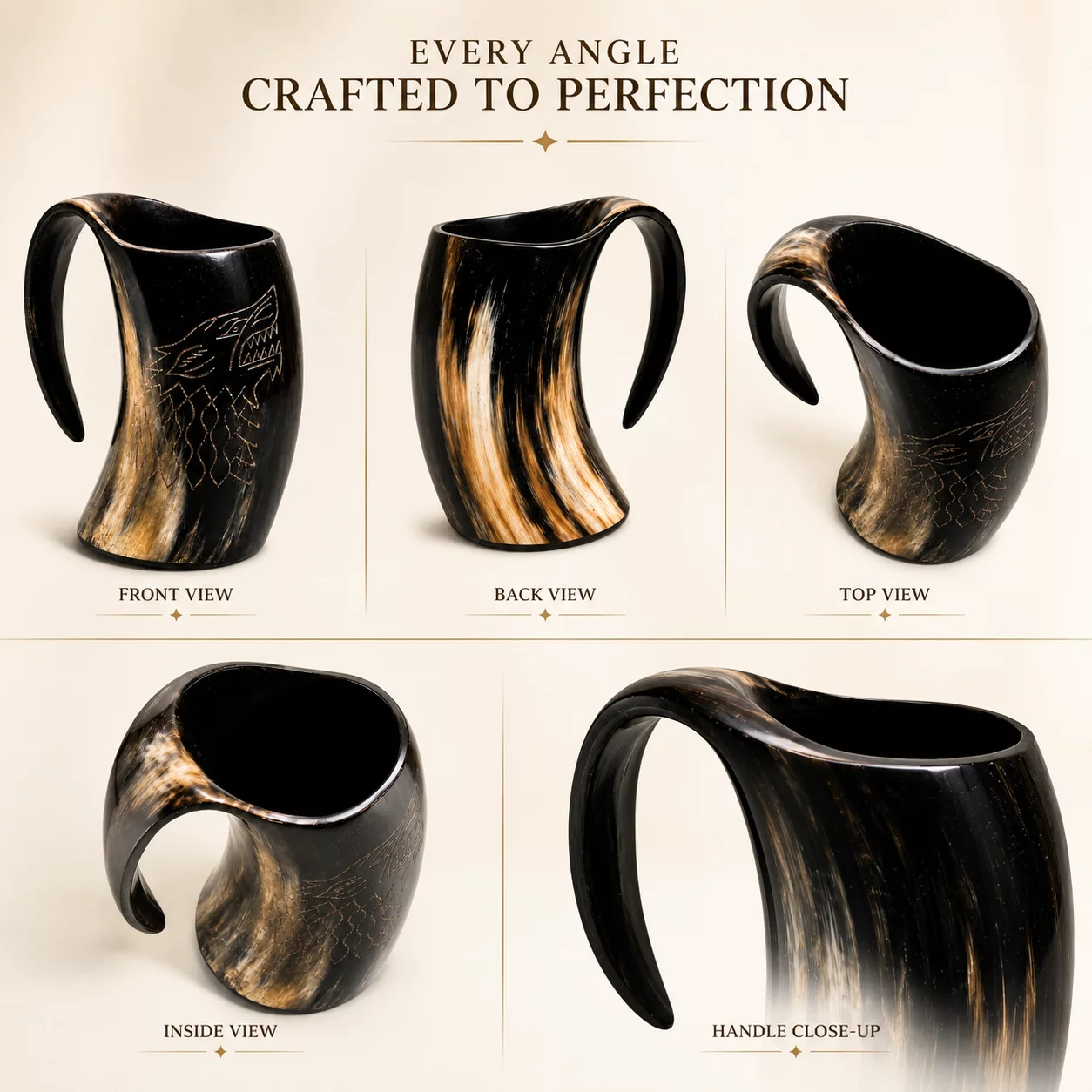 Handcrafted Buffalo Horn Mug Viking Drinking Cup
