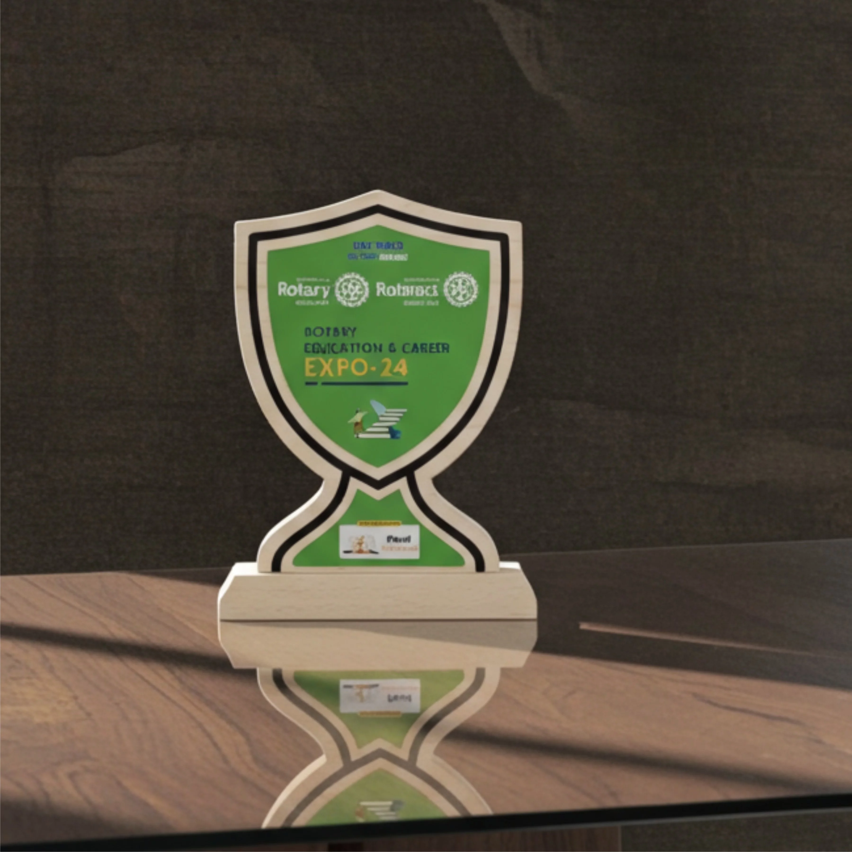 Wooden Award And Star Trophy for Corporate Green Acrelicy