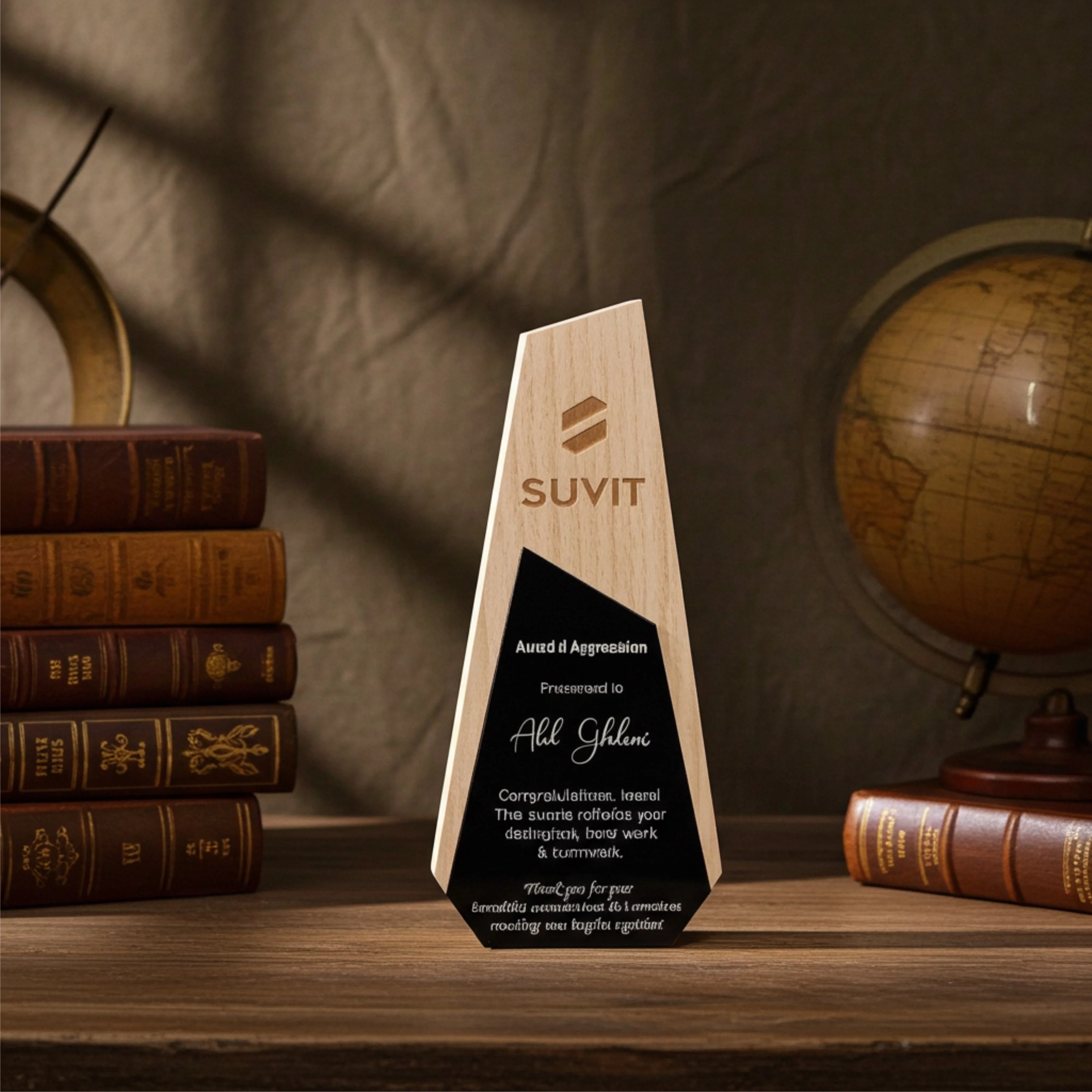 Personalized Star Acrylic & Wooden Trophy Award
