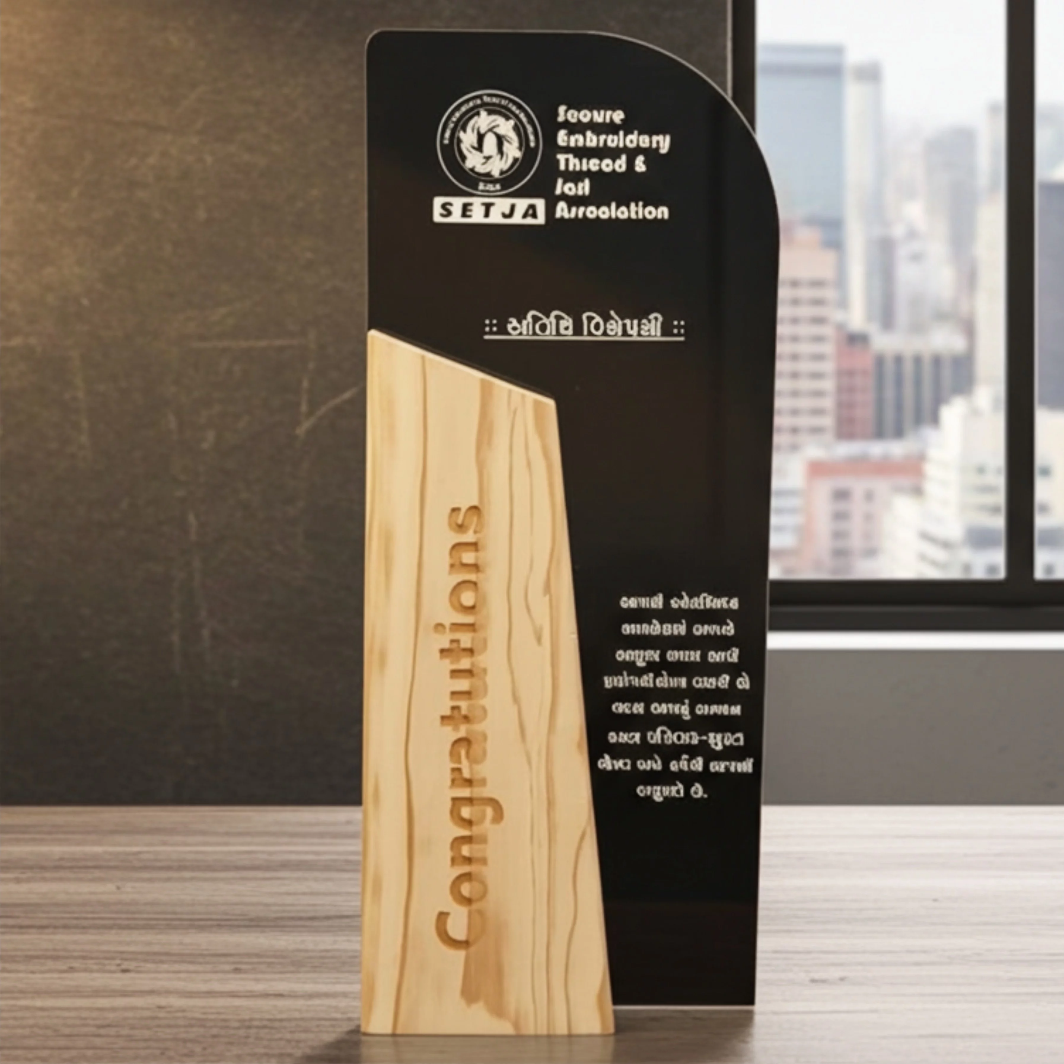 Personalized Star Acrylic & Wooden Trophy Award