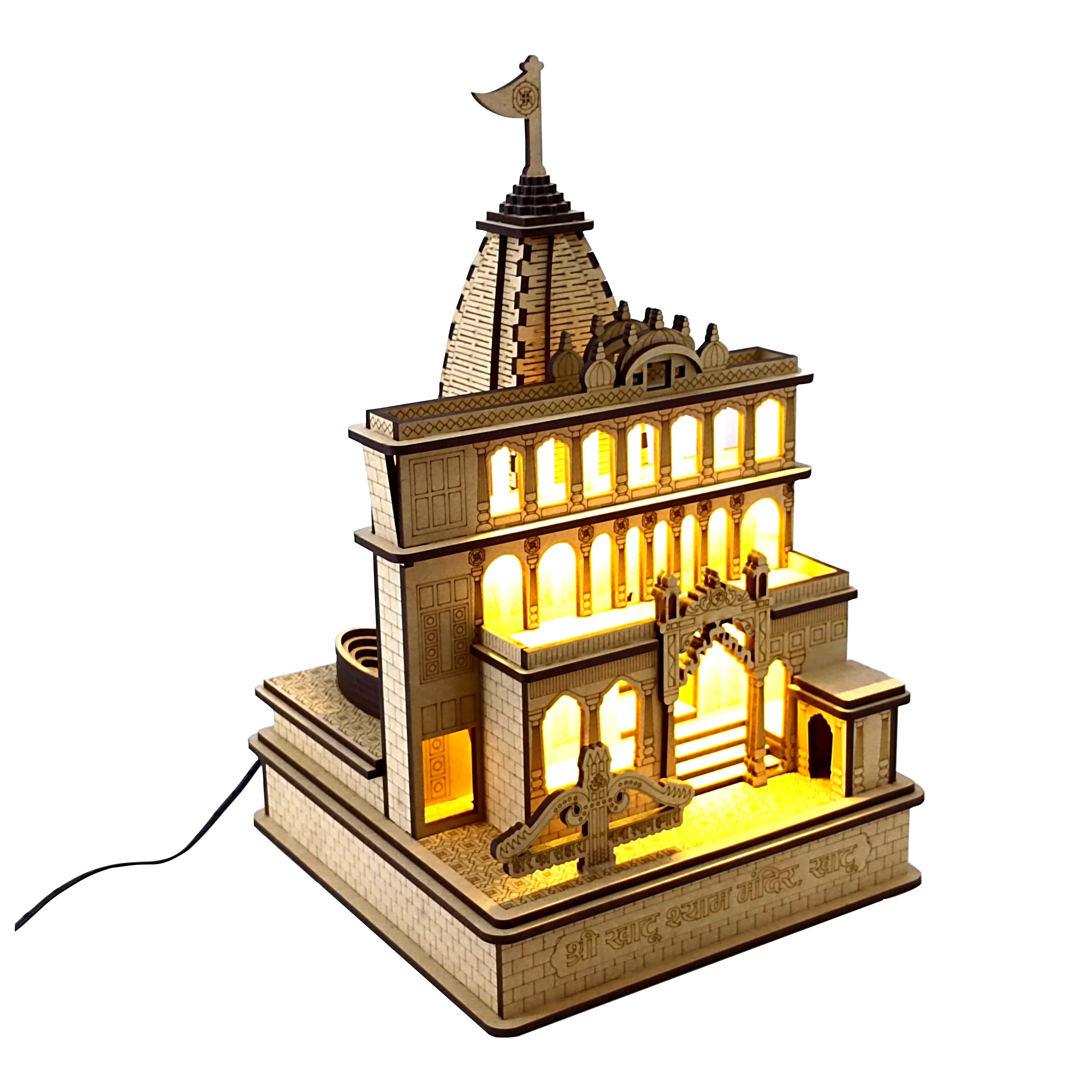 Khatu Shaym Mandir 3D Handcraft Wood Temple
