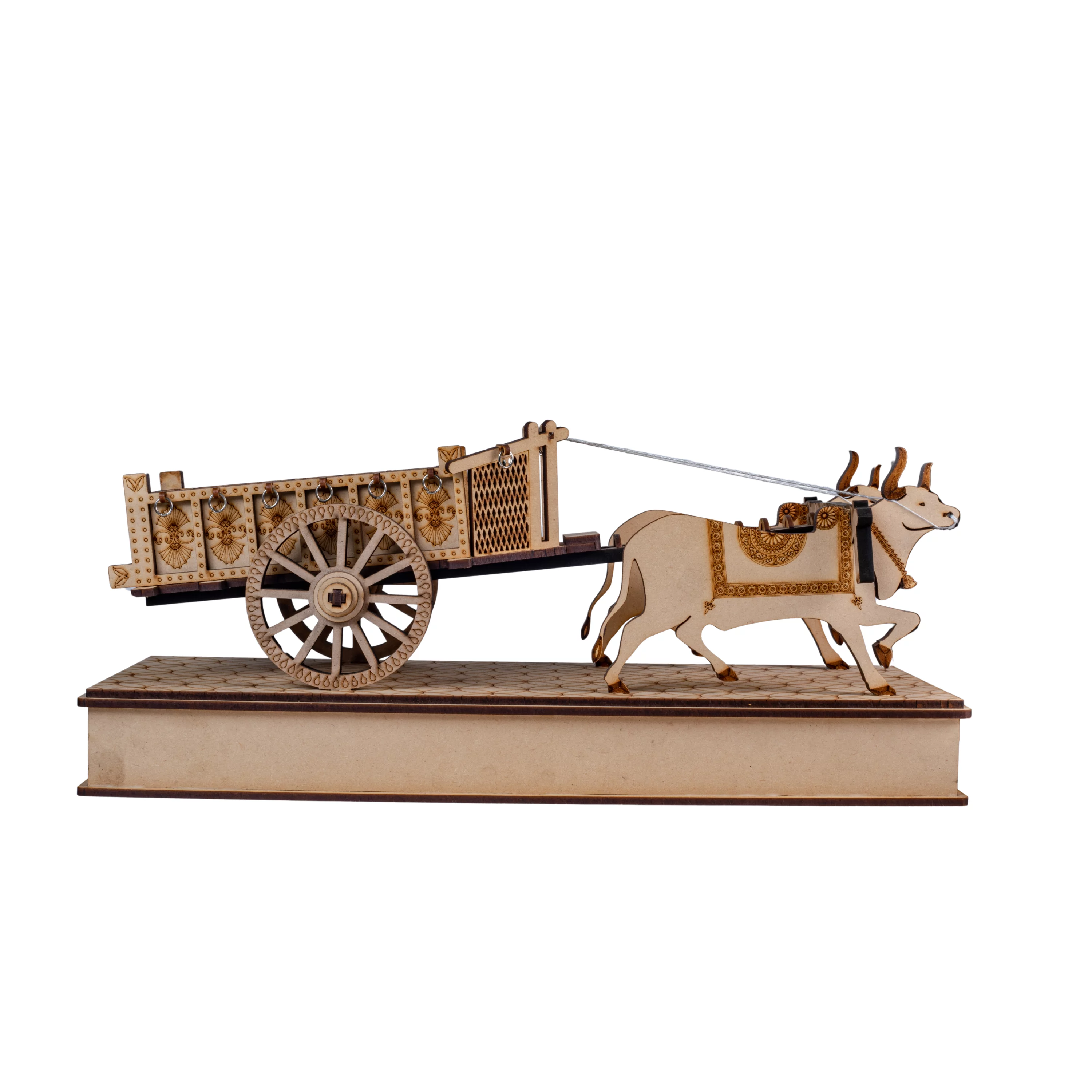 MDF Wooden Balad Gadu Bullock Cart Showpiece