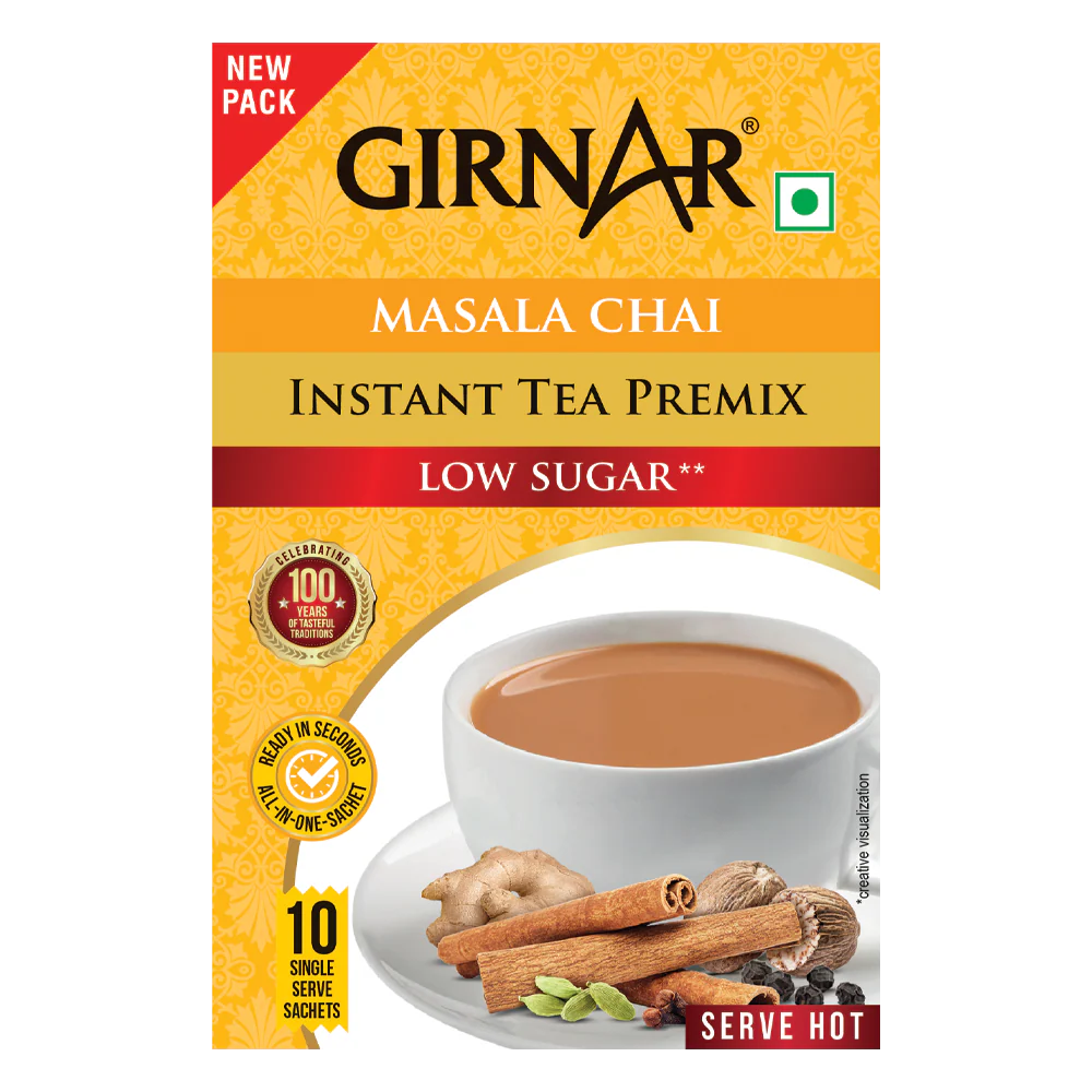 GIRNAR Masala Chai Instant Tea Premix Low Sugar 14g x 10