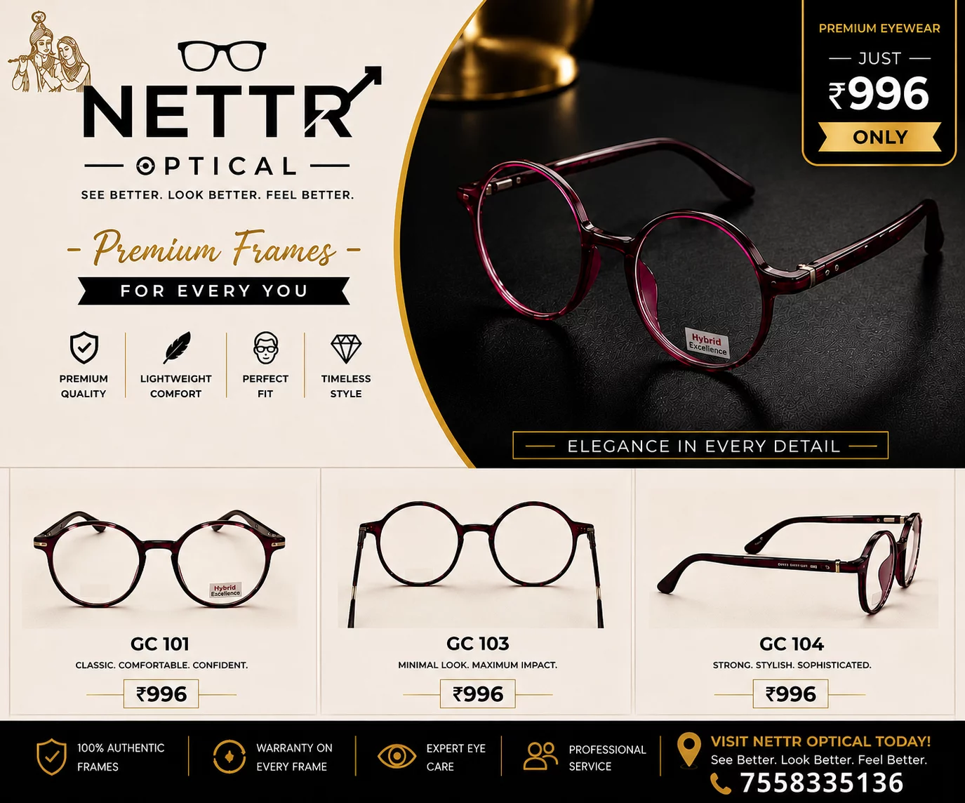 Round shape Optical Frame Nettr Opticals Nettr Opticals, Near Shankar Nagar Circle, In Front Of Sangam Sweets, Tapovan Road, Nashik