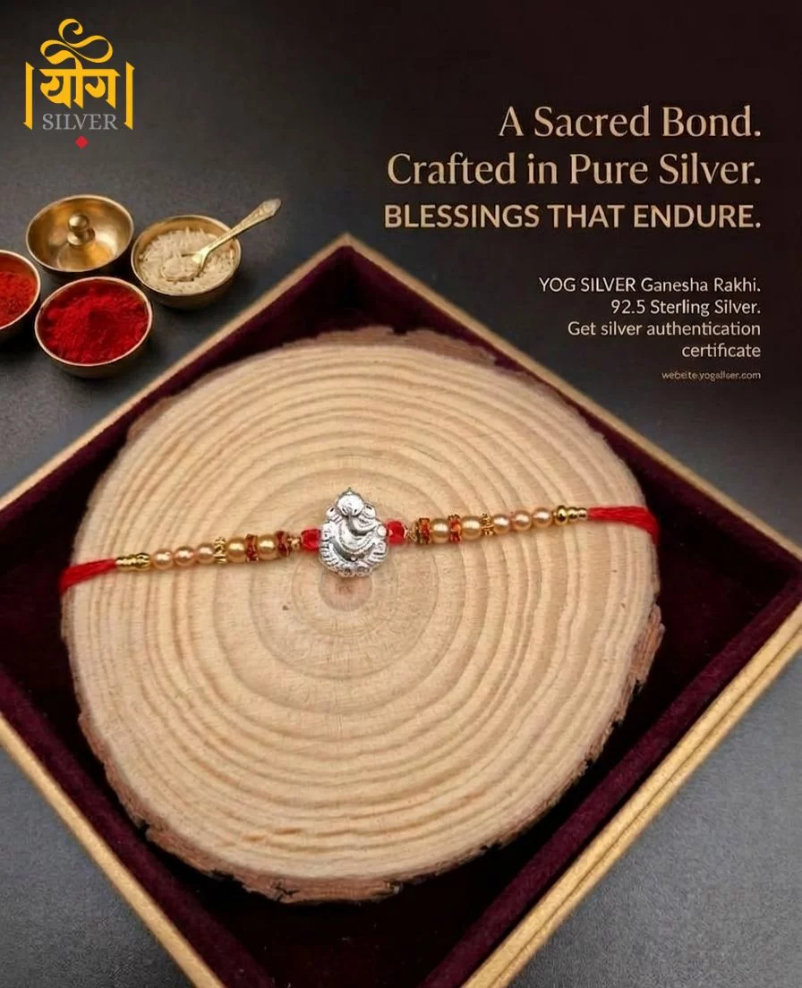 Pure Silver Rakshabandhan Ganpati Rakhi