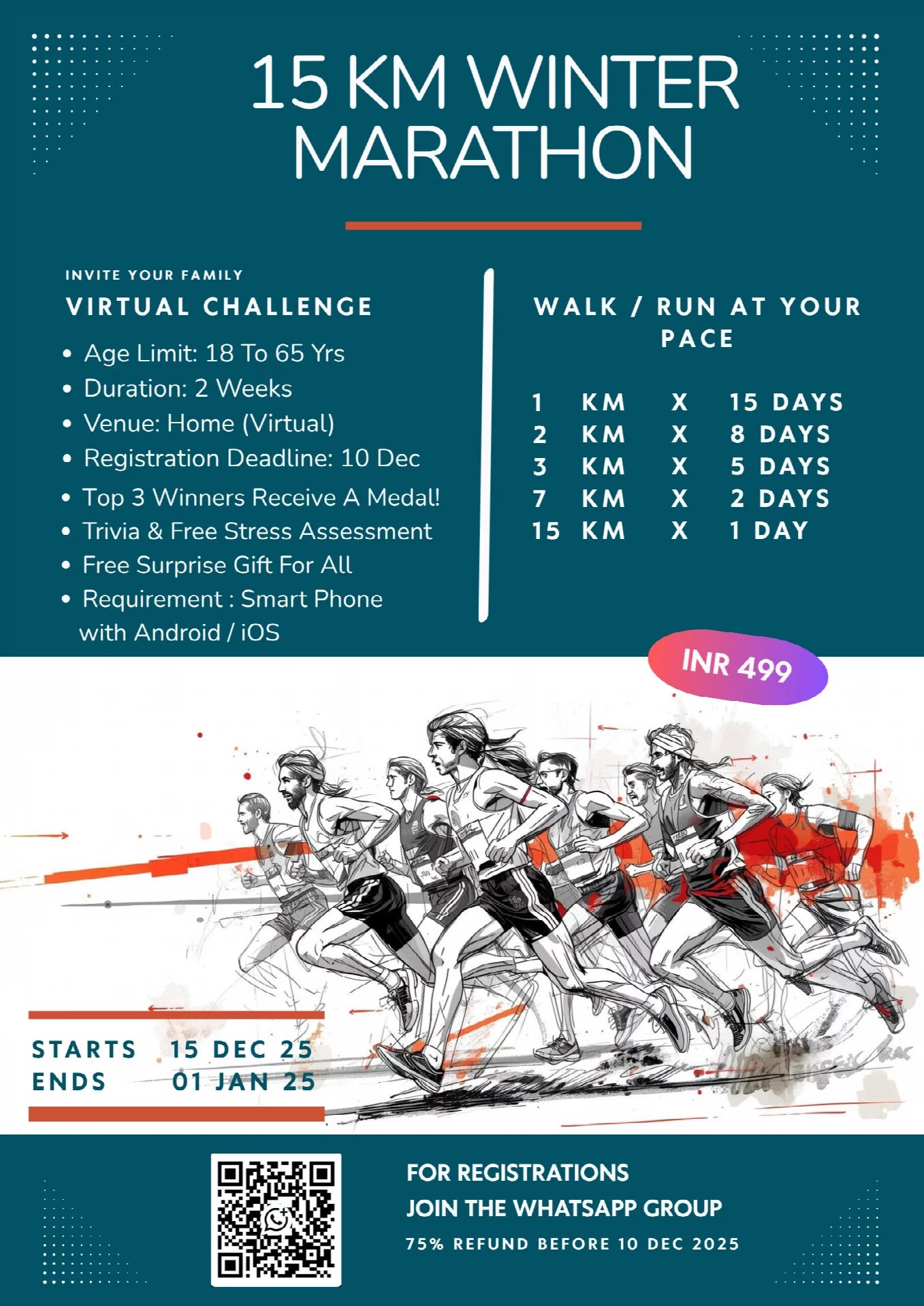 15 KM Virtual / Online Marathon Vocational Learning Academy Noida, Sector 99 Noida, Uttar Pradesh 201301, India