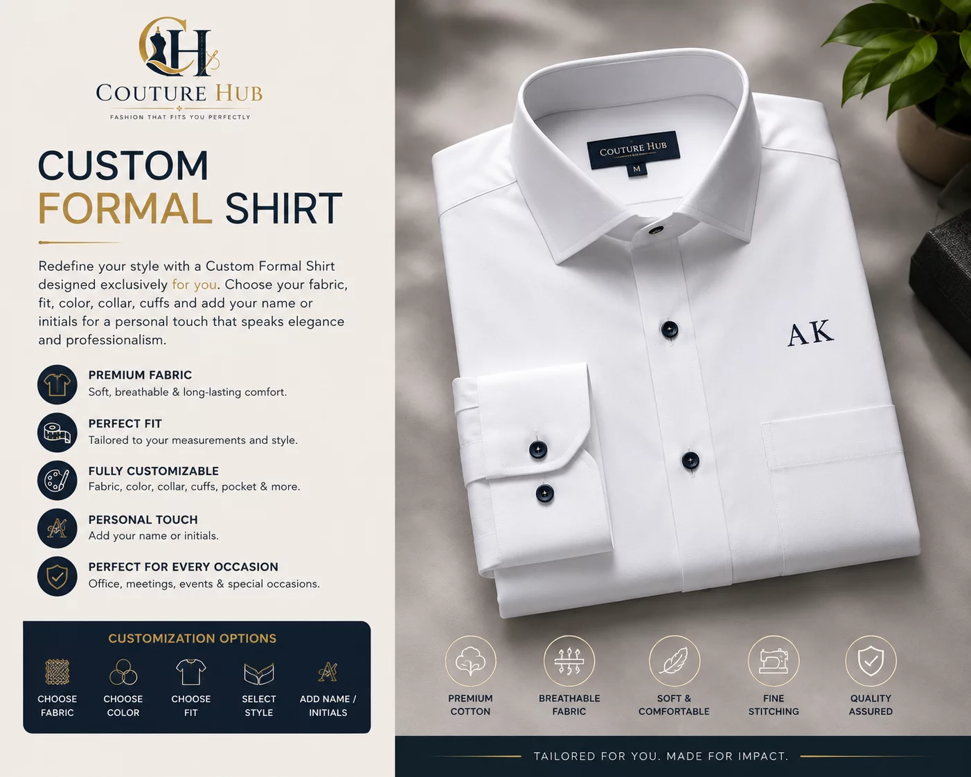 White Custom Formal Shirt