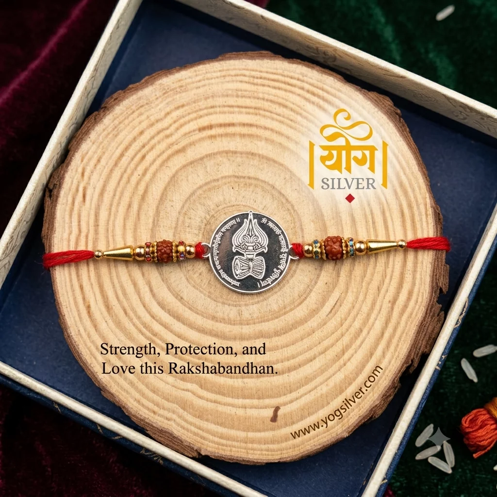 999 Silver Mahadev Trishul Rakhi