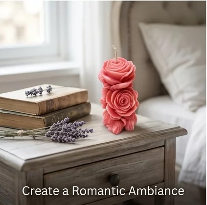Hand Carved Double Rose Candle