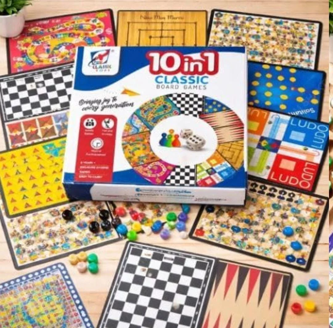 10 in 1 Classic Board Games Set for Kids & Family