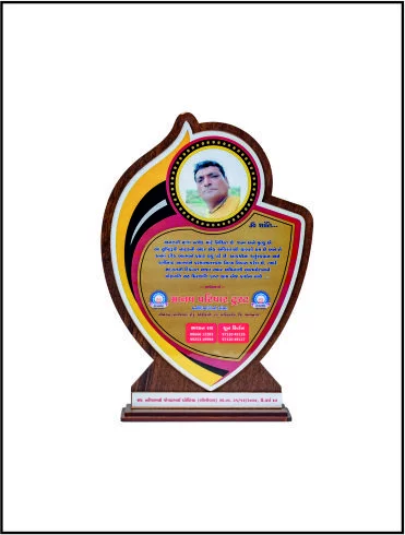 Wooden Colour Full Golden Print Trophy