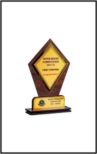 Customized Wooden Trophy with Golden Acrylic