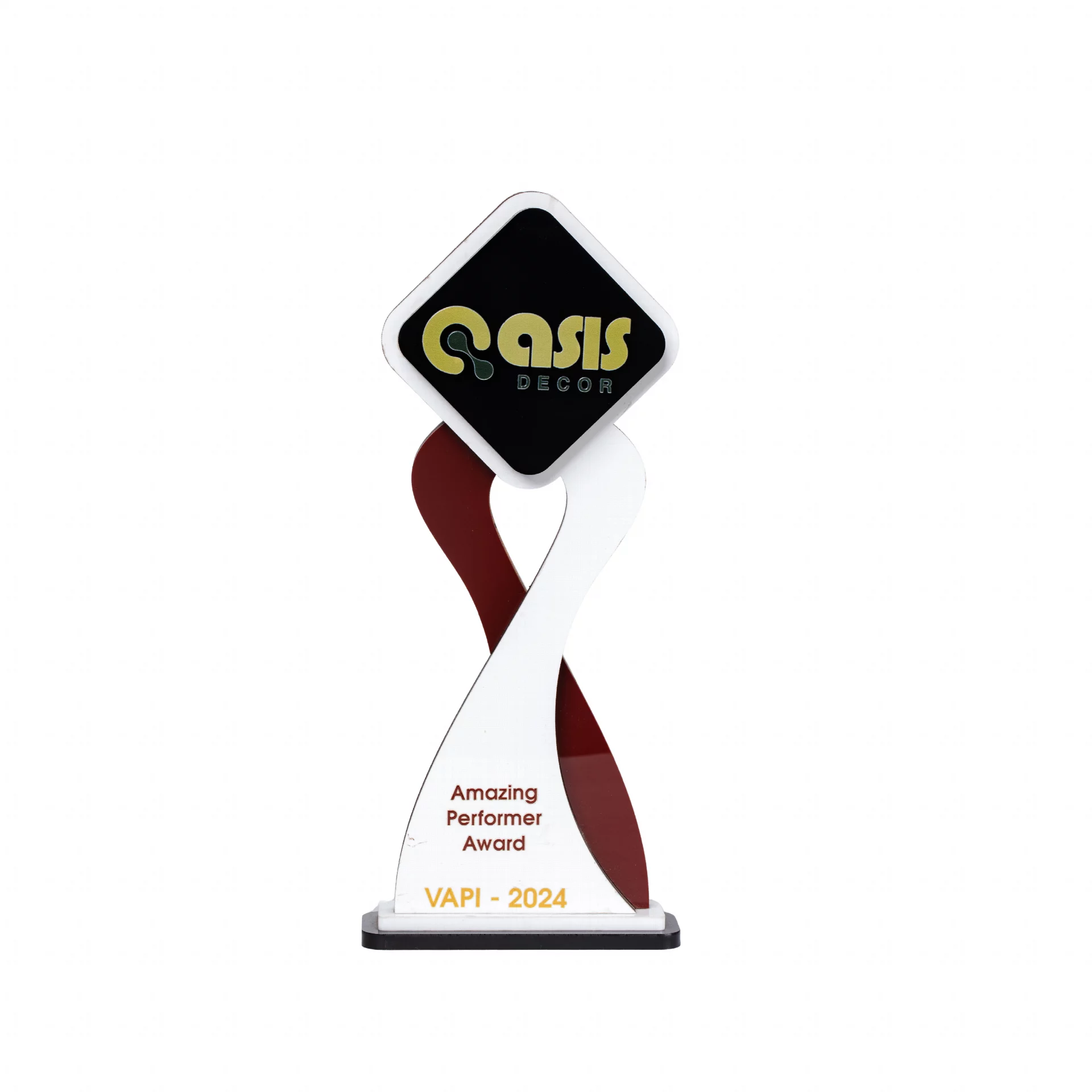 Black Acrylic Trophy With UV Printing Finishing
