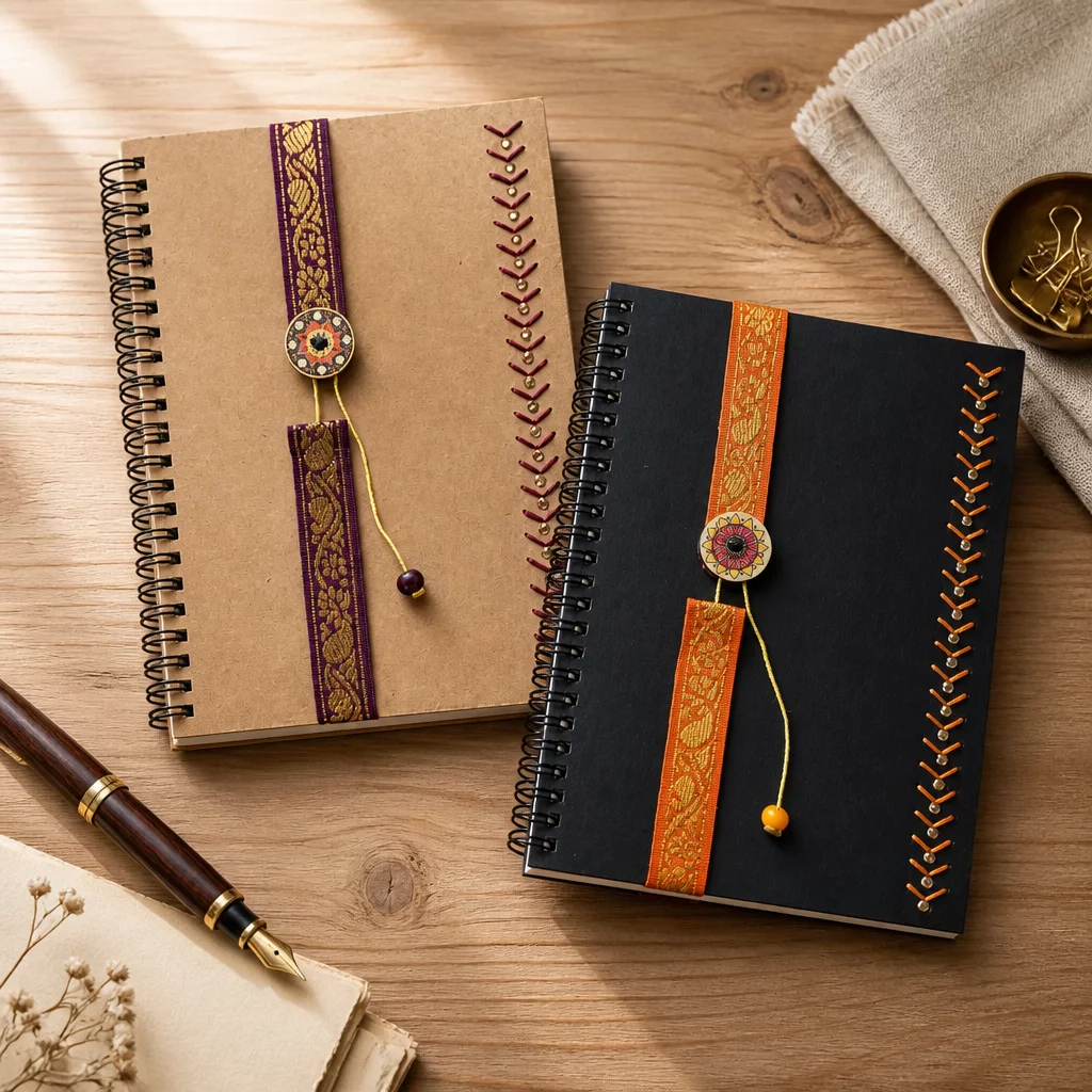 Embroidered Diaries with Festive Bookmarks