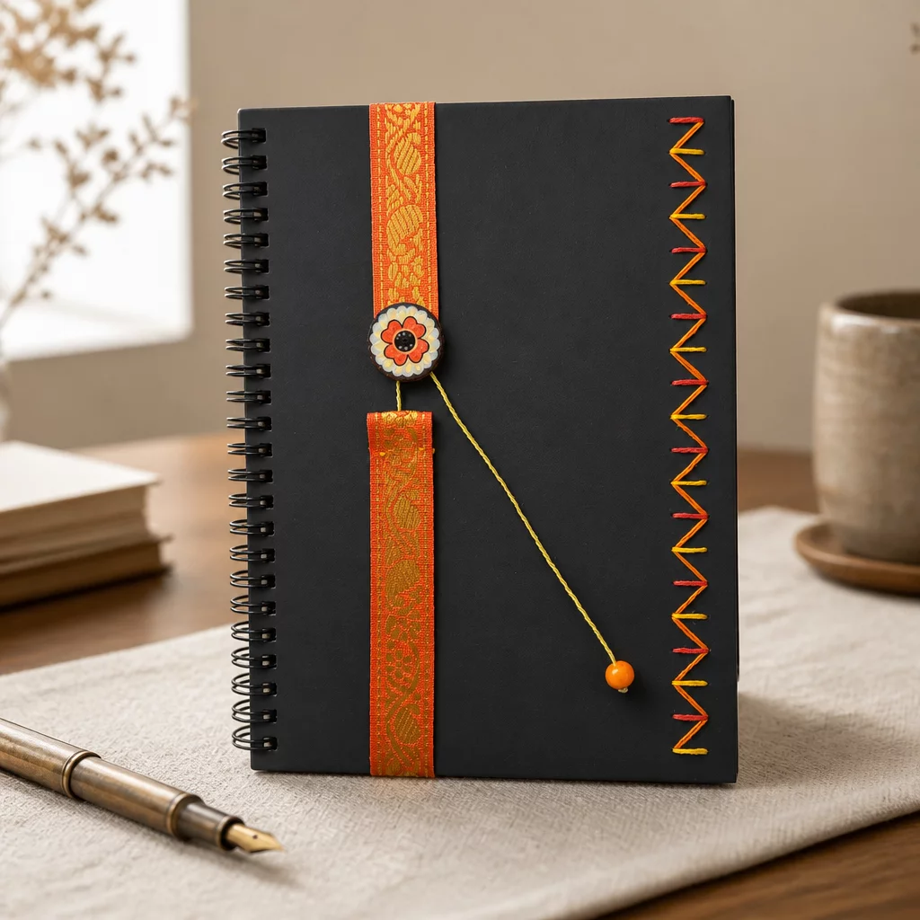 Embroidered Diary with Festive Bookmark