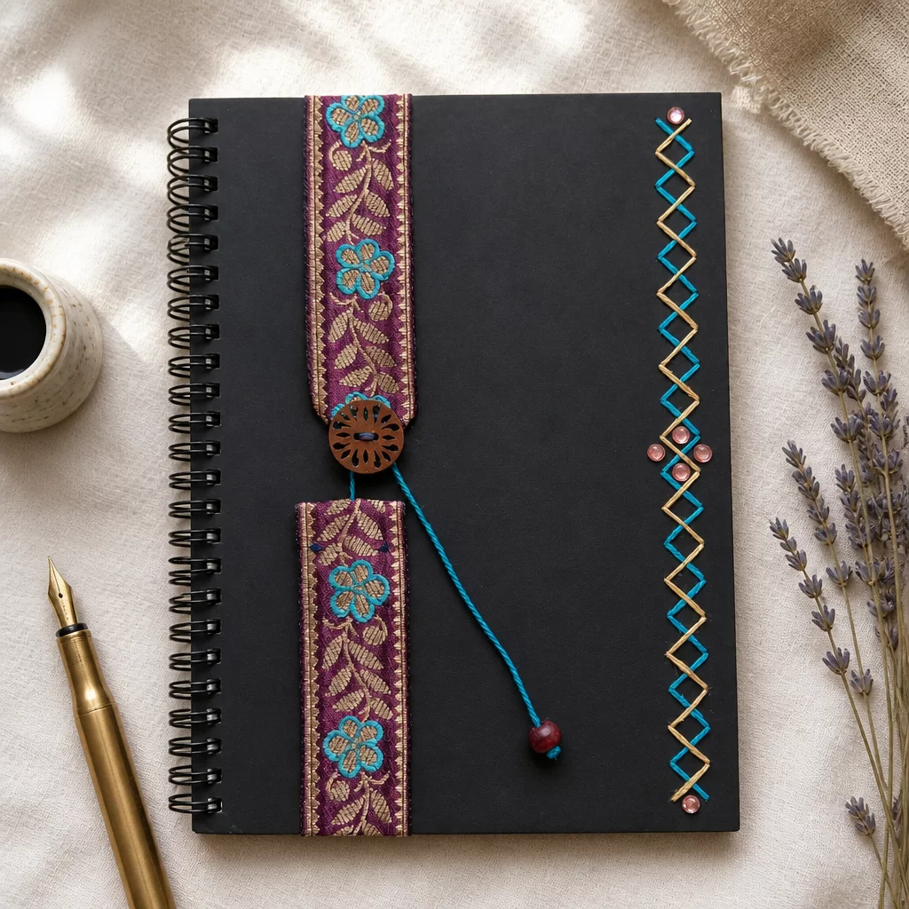 Embroidered Diary with Festive Bookmark