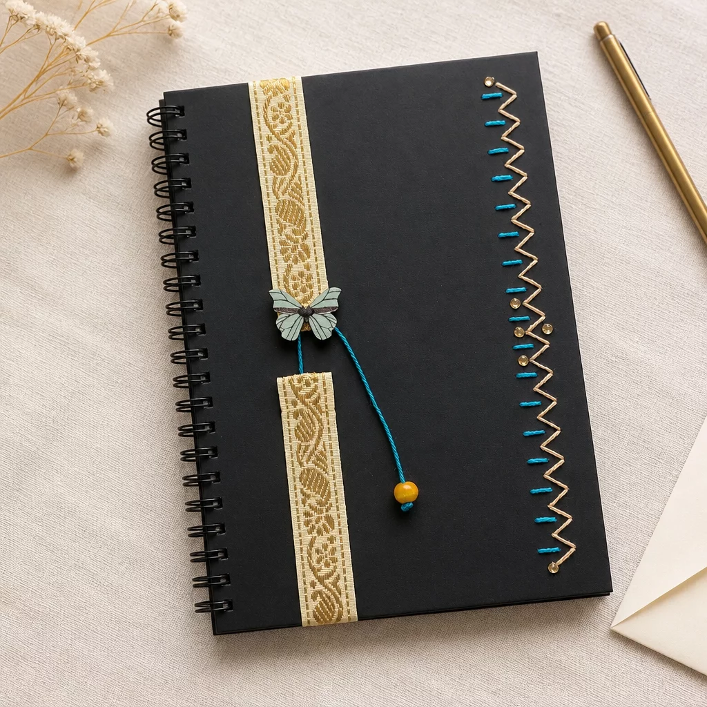 Embroidered Diary with Festive Bookmark