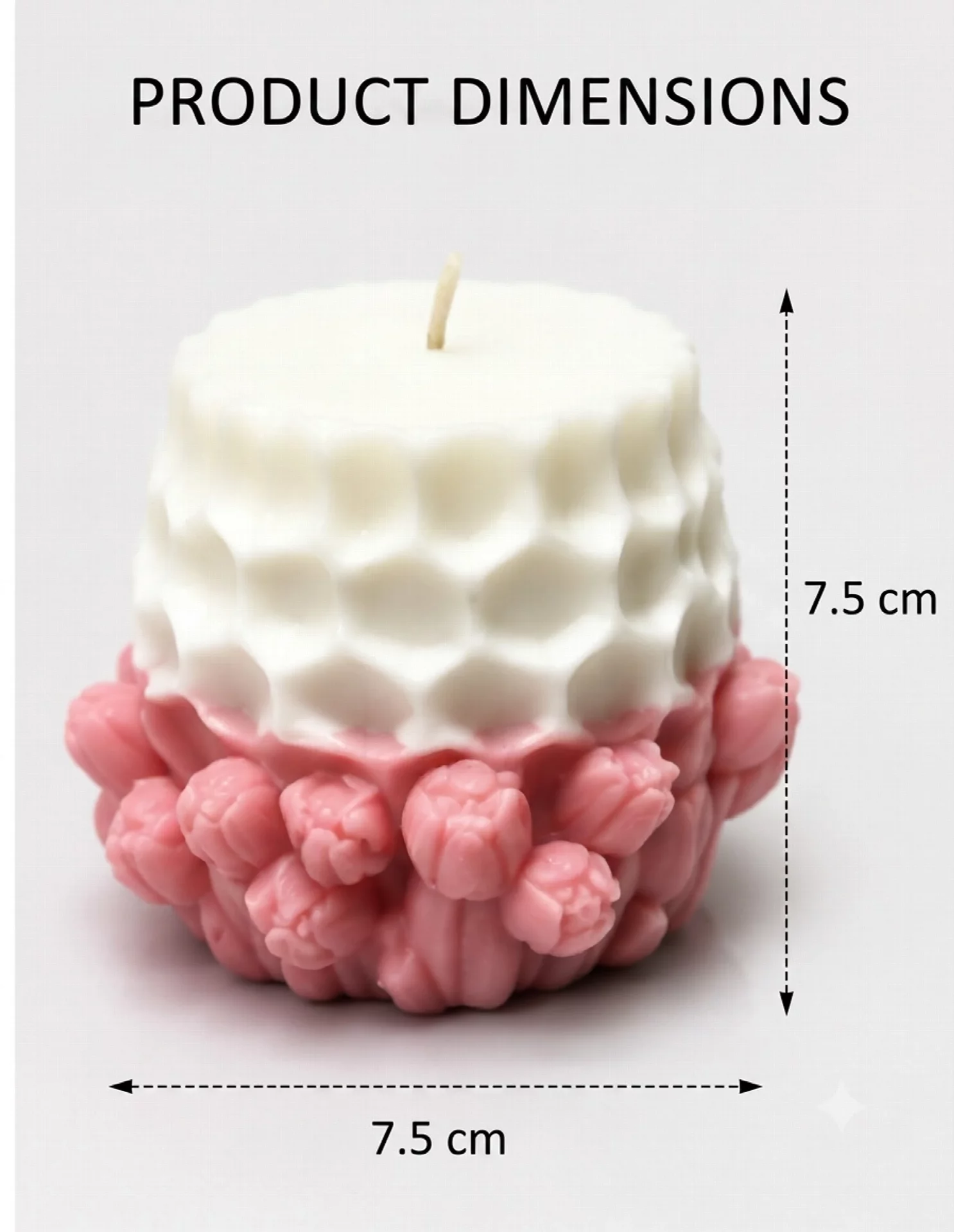 Honeycomb Floral Pillar Candle (White, Pink, Pack of 1)
