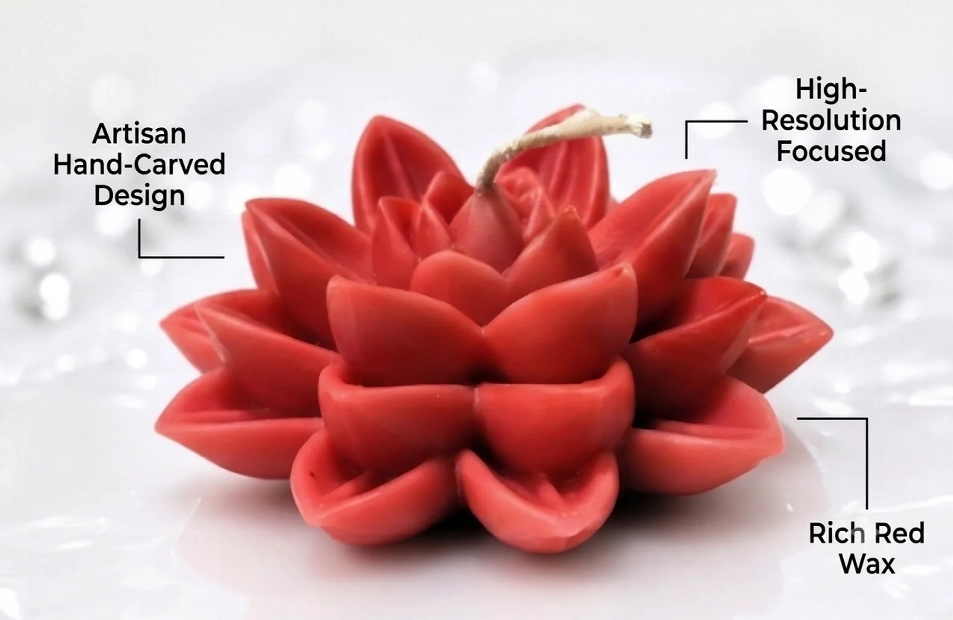 Lotus Bloom Candle (Red, Pack of 1)