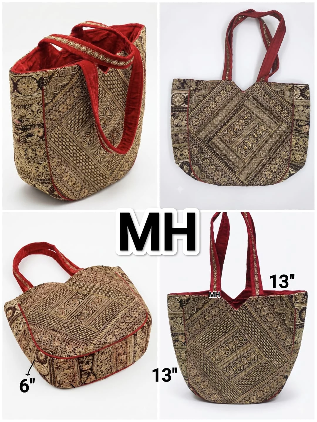 Handicraft Indian Ethnic Handbag with Antique Zari Artwork Mahalaxmi Handicrafts 